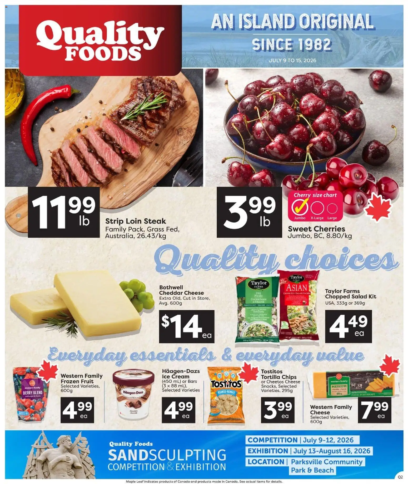 Quality Foods flyer valid from Jul 9, 2026 | Page: 1 | Products: Cream, Ice cream, Salad, Cheese