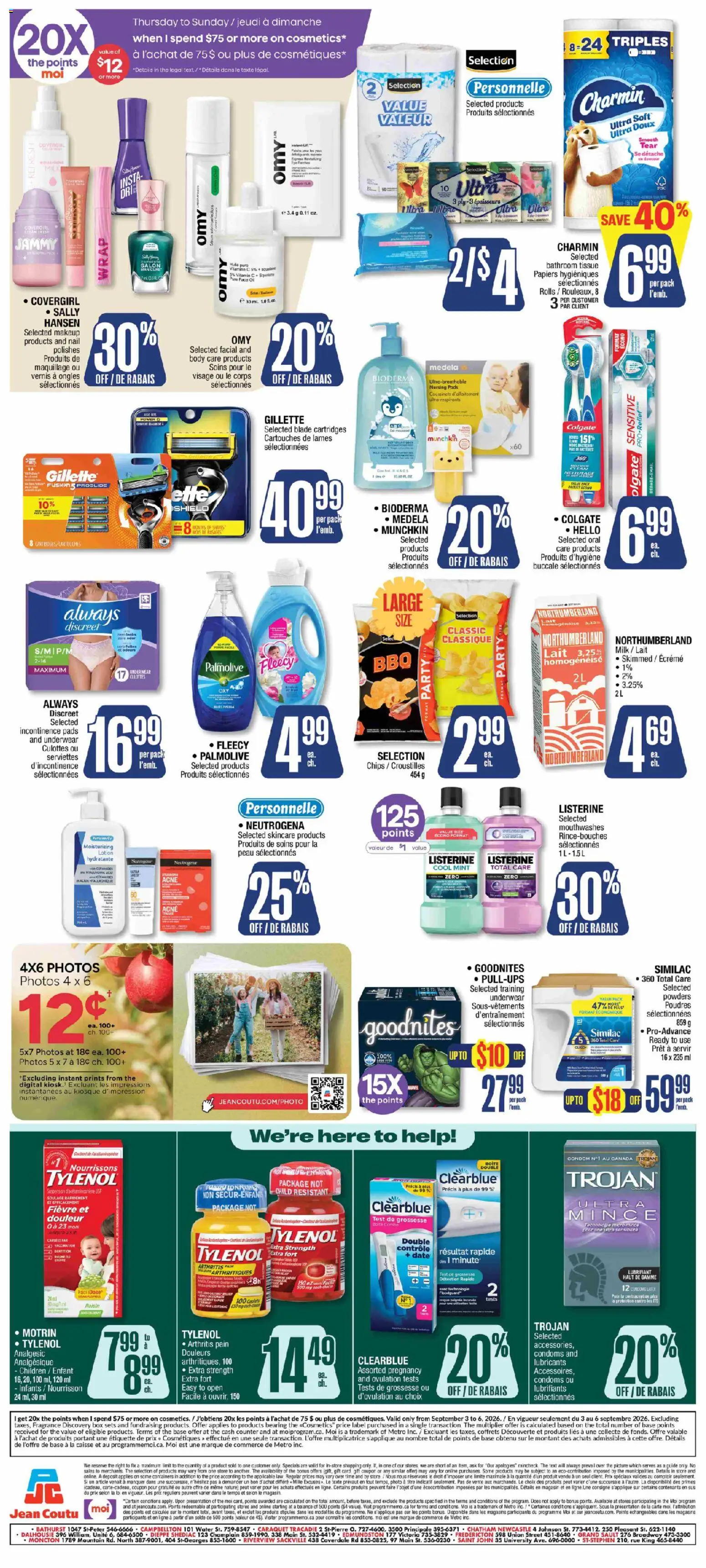 Jean Coutu flyer valid from Sep 3, 2026 | Page: 3 | Products: Incontinence pads, Duck, Box, Underwear