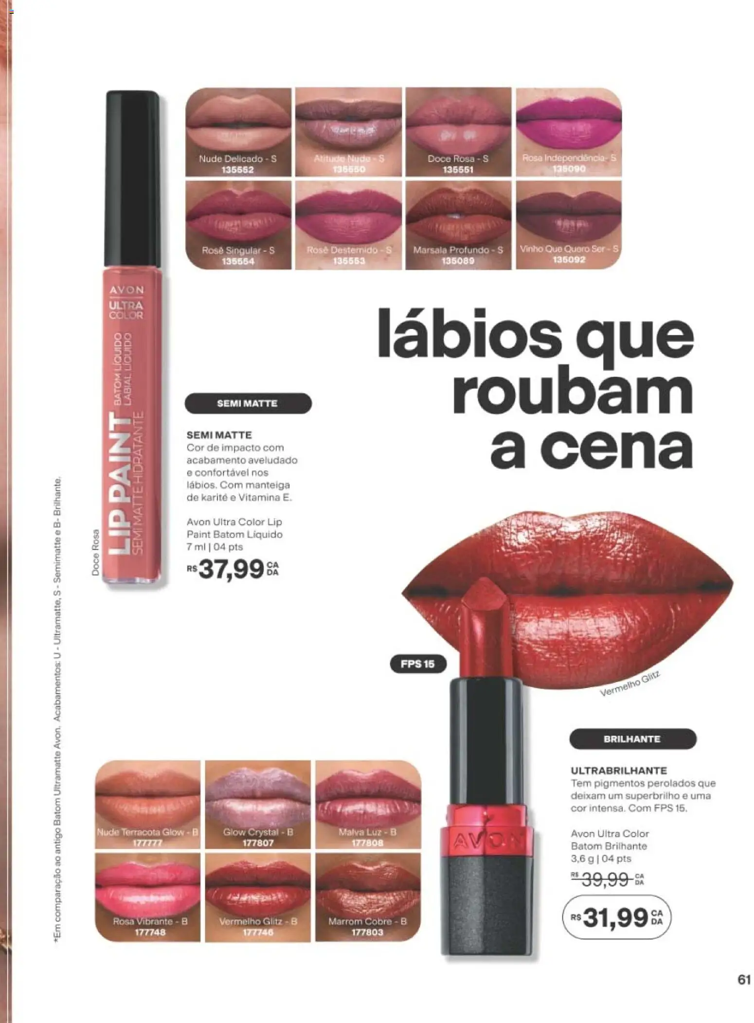 Avon Folheto - válido de 10/08/2026 | Página: 61 | Produtos: Batom, Manteiga, Vinho, Doce