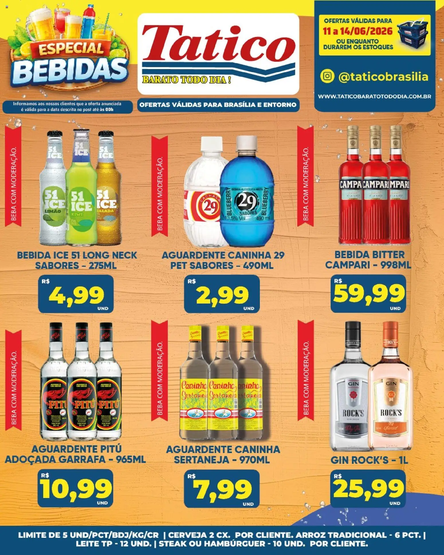 Tatico Folheto - válido de 11.06.2026 | Página: 23 | Produtos: Leite, Arroz, Hambúrguer, Campari