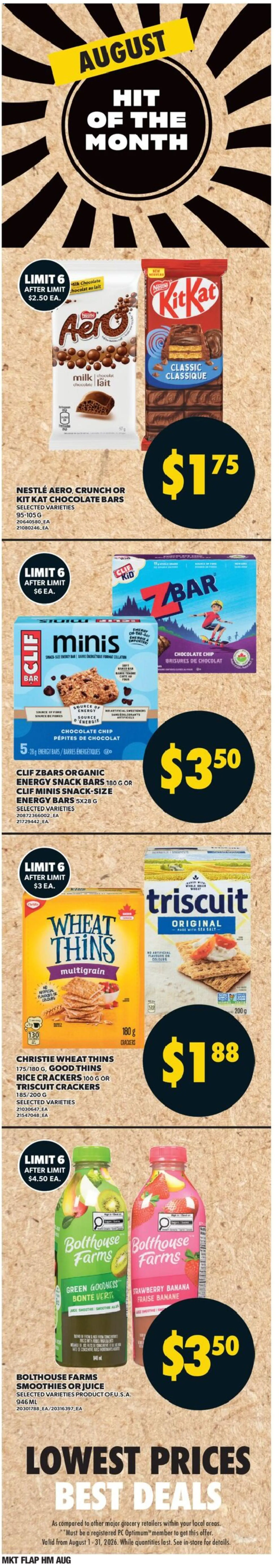 Valu Mart flyer valid from Aug 20, 2026 | Page: 5 | Products: Sweeteners, PC, Milk, Chocolate