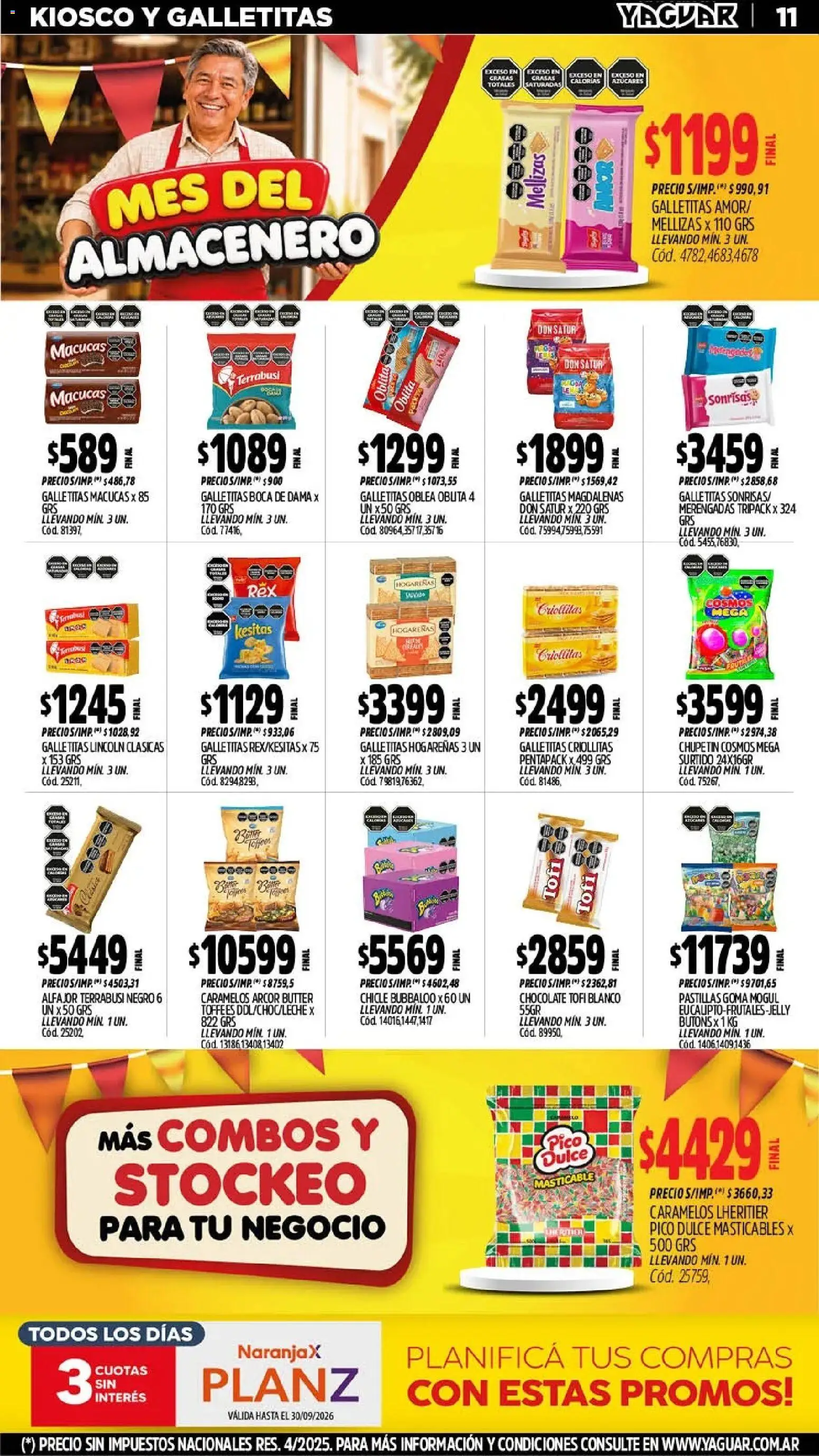 Yaguar - Oferta Semanal Jujuy │ válido desde el 28/09/2026 | Página: 11 | Productos: Pico, Galletitas, Dulce, Alfajor
