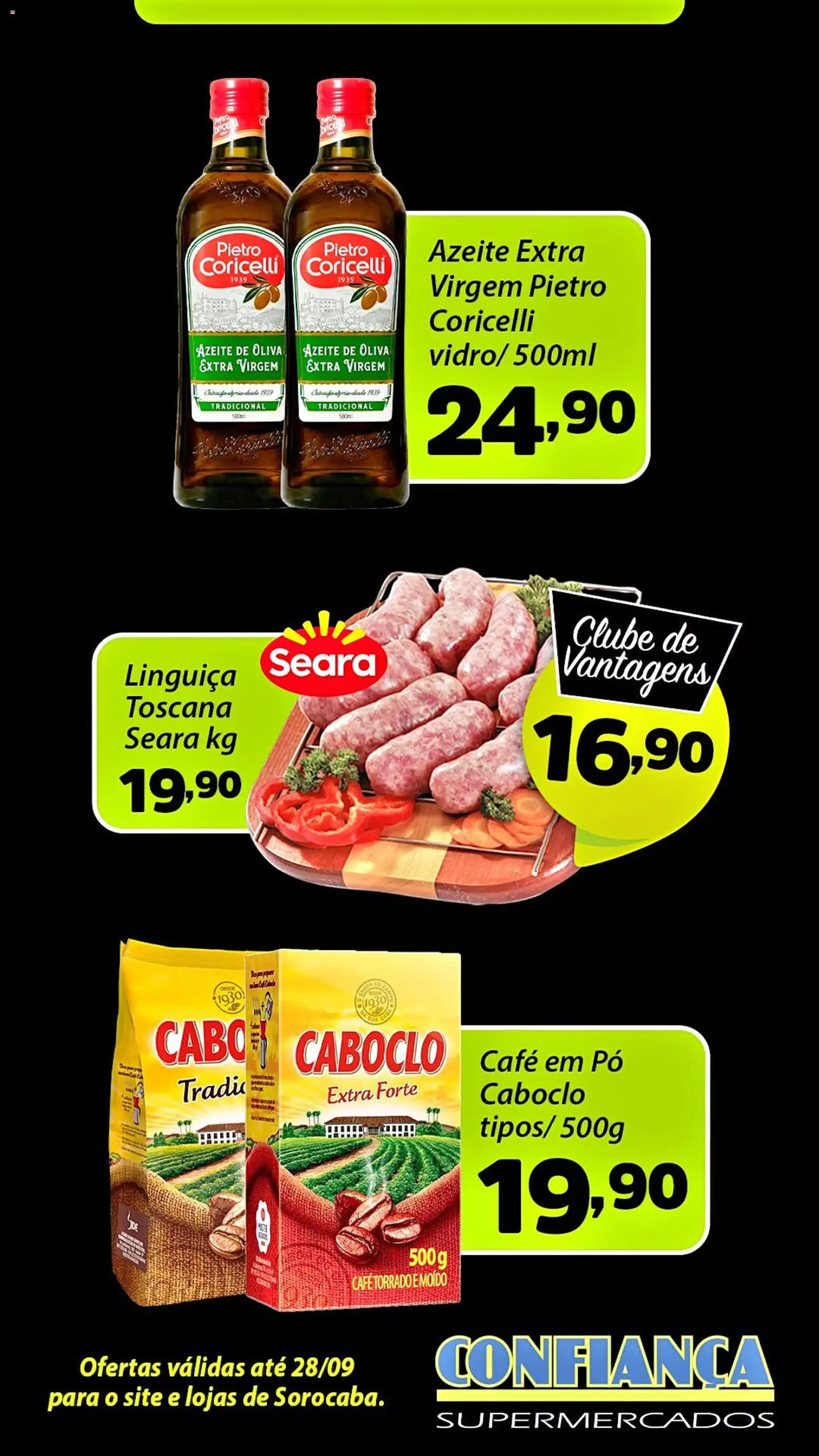 Confiança Folheto - válido de 28/09/2026 | Página: 2 | Produtos: Pó, Linguiça, Café, Azeite