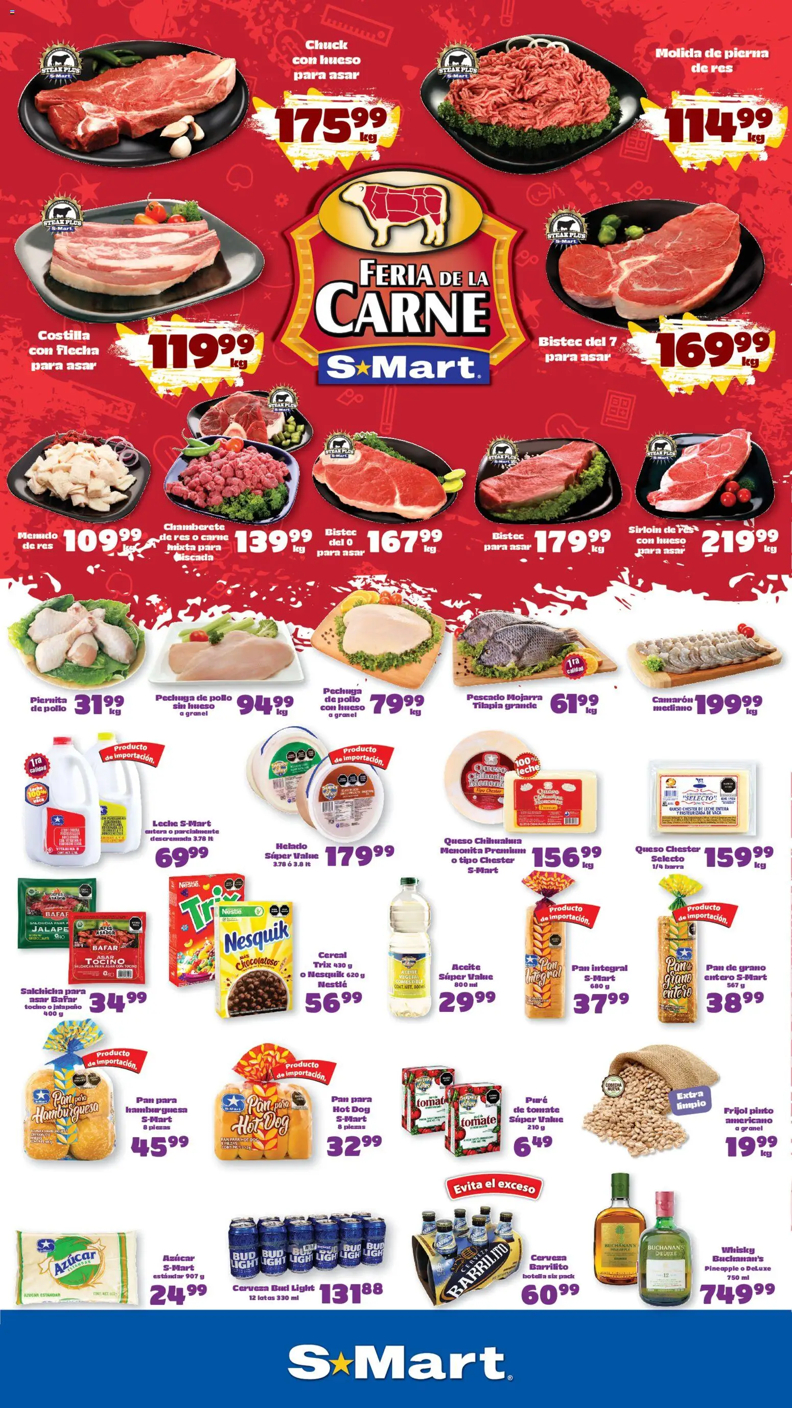 Nuevas ofertas de S-Mart válidas en toda la República Mexicana desde el 28/08/2026. ¡Encuentra las mejores ofertas en S-Mart folleto Nuevo Laredo! | Página: 1 | Productos: Bistec, Leche, Pan, Helado