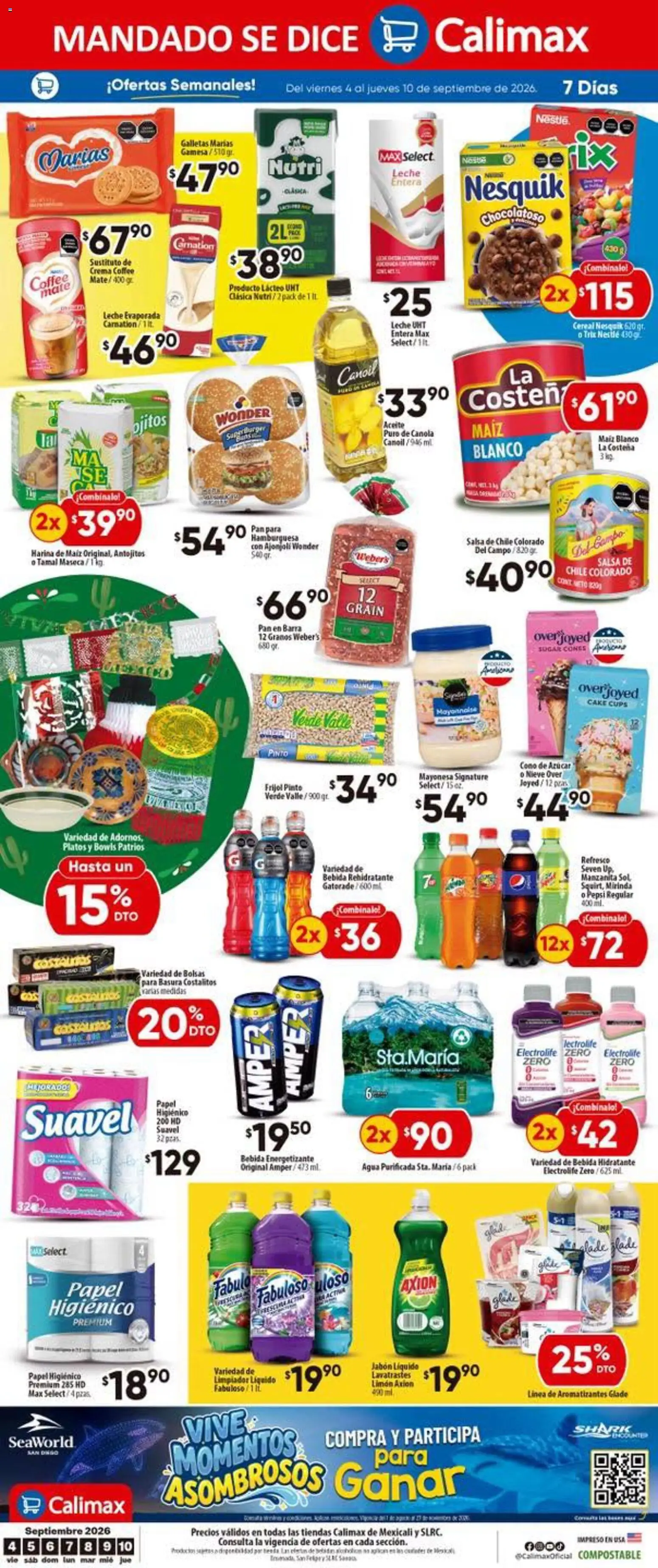 Nuevas ofertas de Calimax válidas en toda la República Mexicana desde el 04/09/2026. ¡Encuentra las mejores ofertas en Calimax folleto! | Página: 4 | Productos: Azúcar, Jabón líquido, Galletas, Hamburguesa