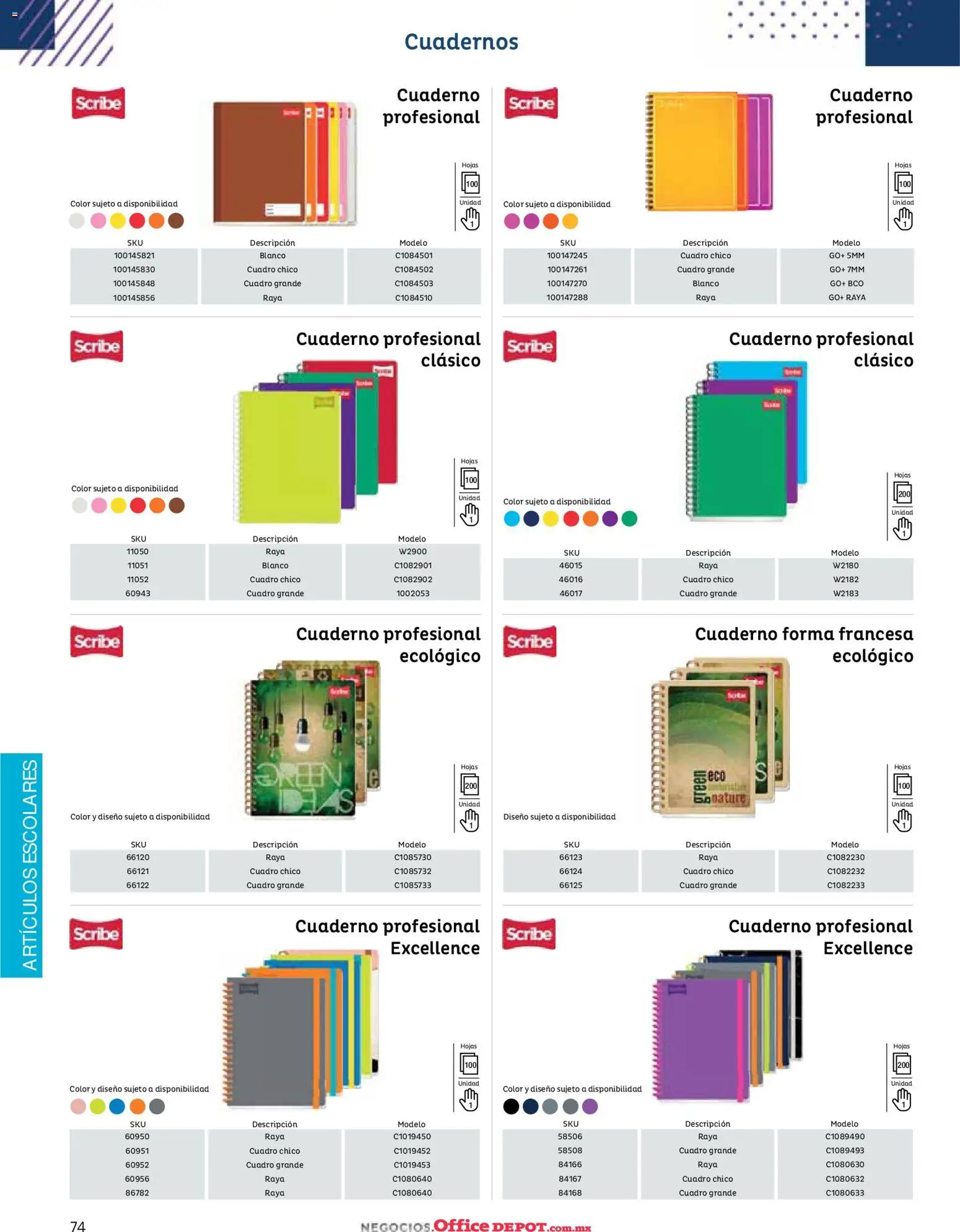 Nuevas ofertas de Office Depot válidas en toda la República Mexicana desde el 12/01/2026. ¡Encuentra las mejores ofertas en Office Depot catálogo 2026! | Página: 76 | Productos: Cuadro, Cuaderno, Cuadernos