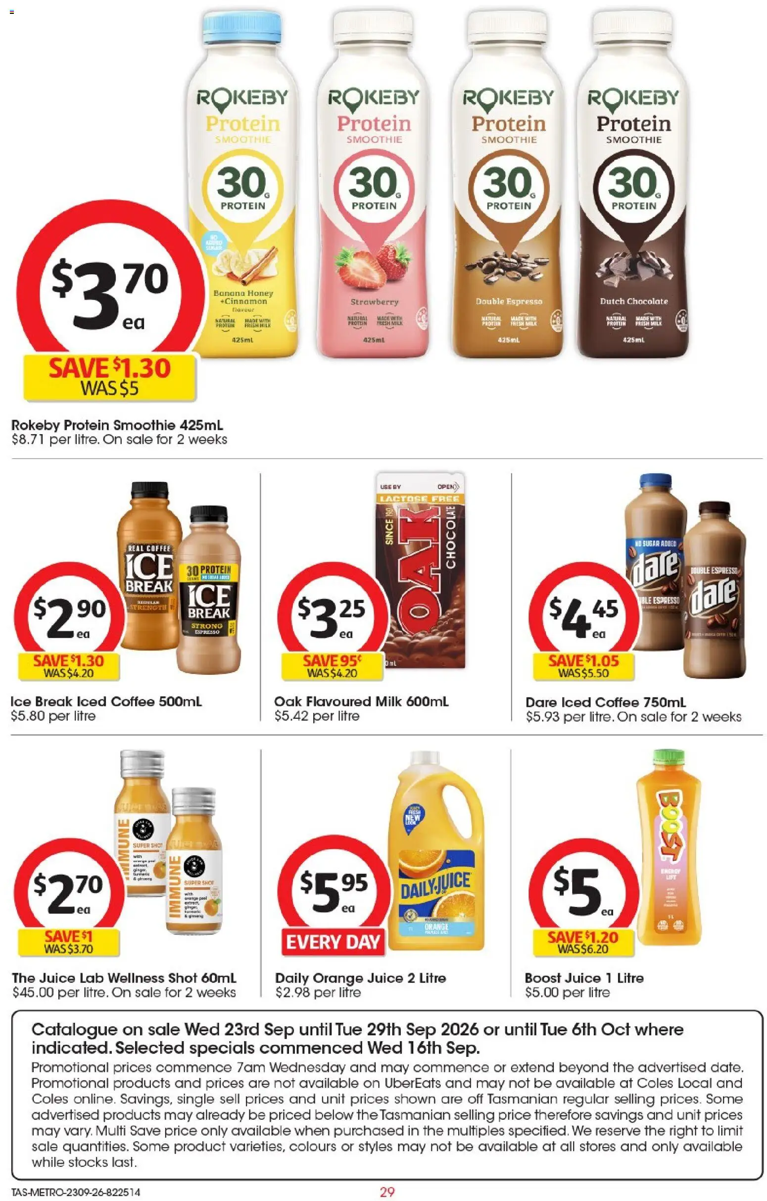 Coles catalogue - valid from 23/09/2026 | Page: 29 | Products: Orange juice, Coffee, Sugar, Ice