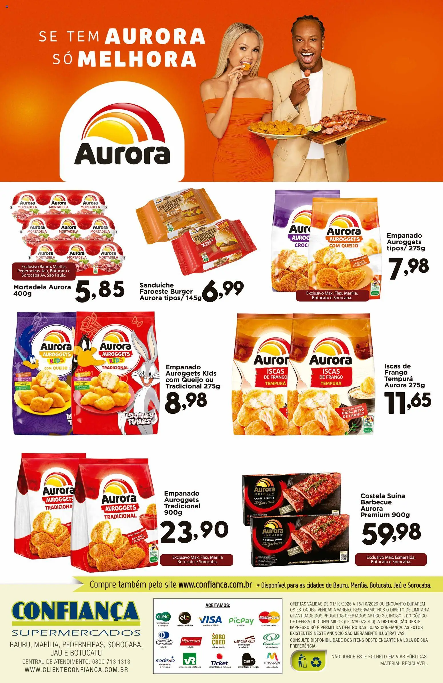 Confiança Folheto - válido de 01/10/2026 | Página: 2 | Produtos: Ferro, Mortadela, Sanduíche, Frango