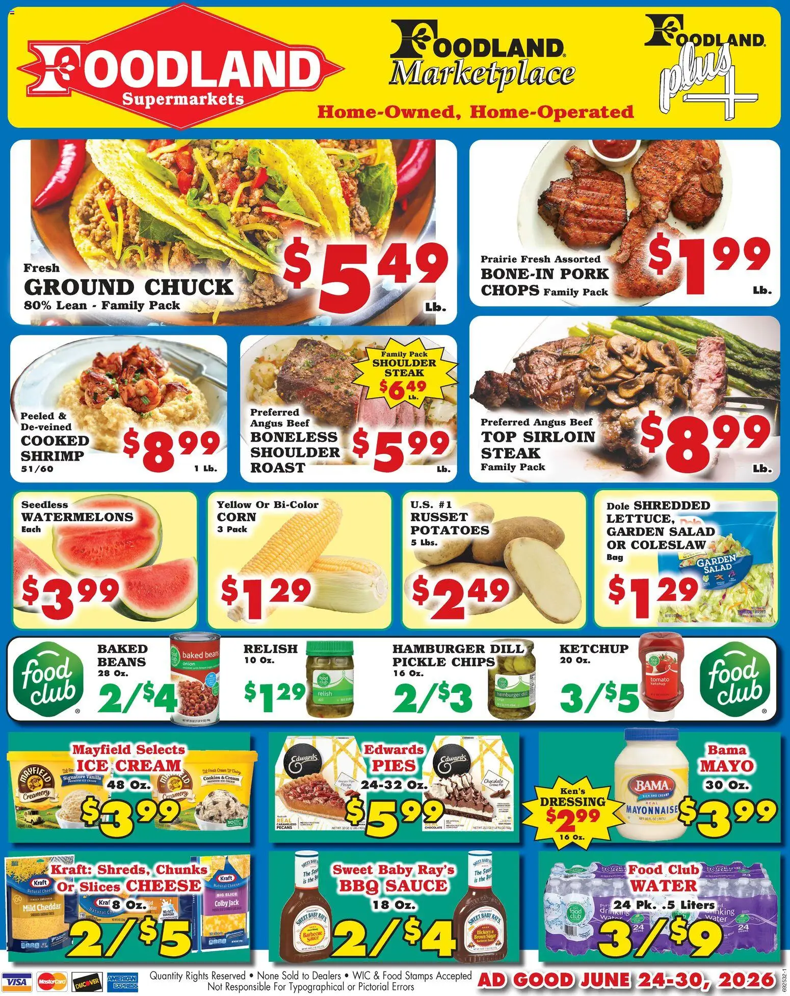 Foodland Weekly Ad - Supermarkets - valid from 06/24/2026 | Page: 1 | Products: Cheese, Ketchup, Mayonnaise, Sauce