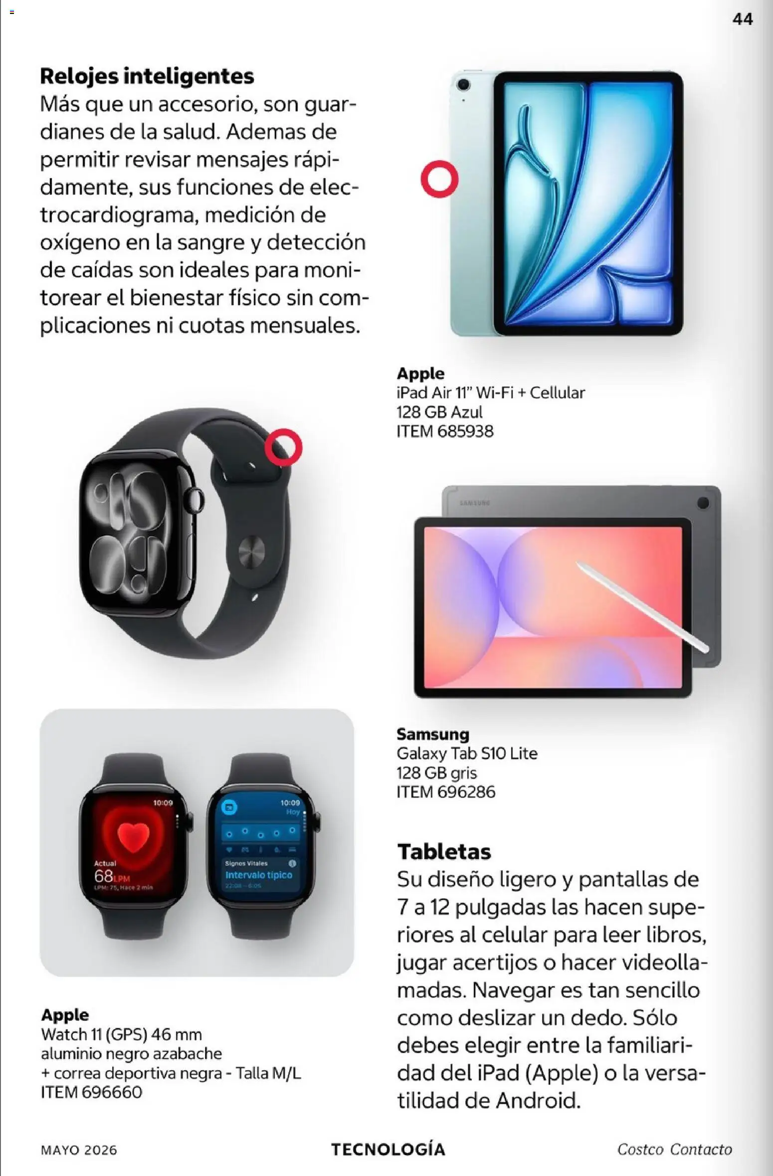 Nuevas ofertas de Costco válidas en toda la República Mexicana desde el 01.05.2026. ¡Encuentra las mejores ofertas en Costco Revista Mayo 2026! | Página: 44 | Productos: Pantallas, Tablet