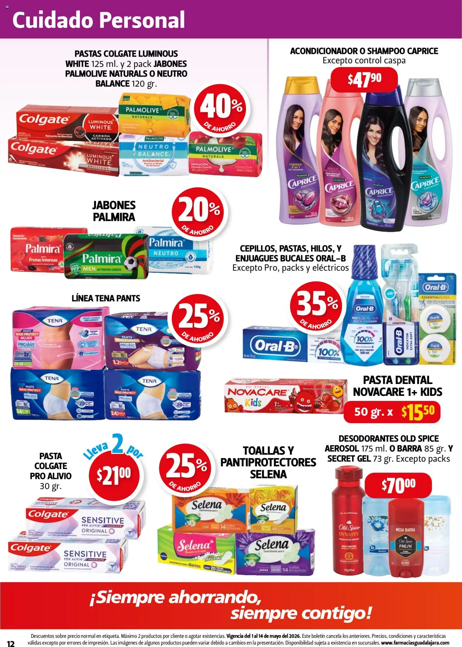Nuevas ofertas de Farmacia Guadalajara válidas en toda la República Mexicana desde el 01.05.2026. ¡Encuentra las mejores ofertas en Farmacia Guadalajara catálogo! | Página: 12 | Productos: Pasta, Toallas, Acondicionador, Pants