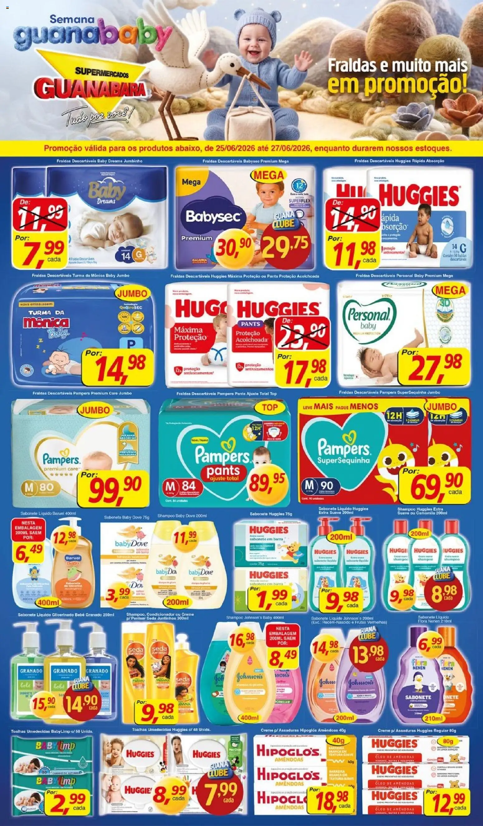 Supermercados Guanabara Folheto - válido de 25/06/2026 | Página: 1 | Produtos: Shampoo, Pampers, Condicionador, Sabonete líquido