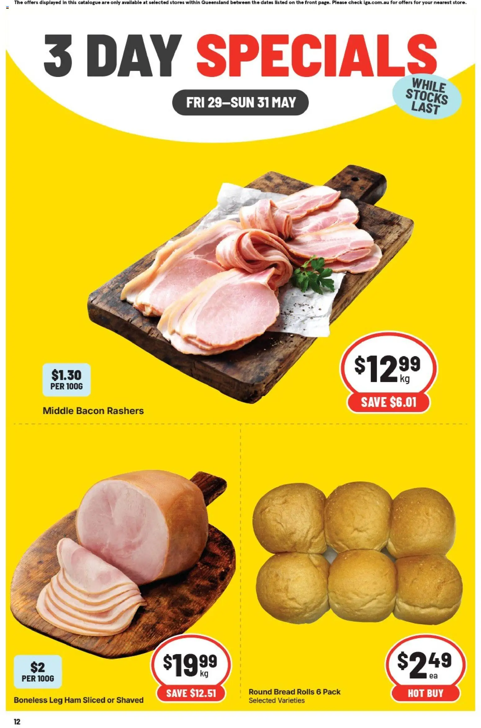 IGA catalogue - valid from 29.05.2026 | Page: 2 | Products: Bacon, Bread, Ham