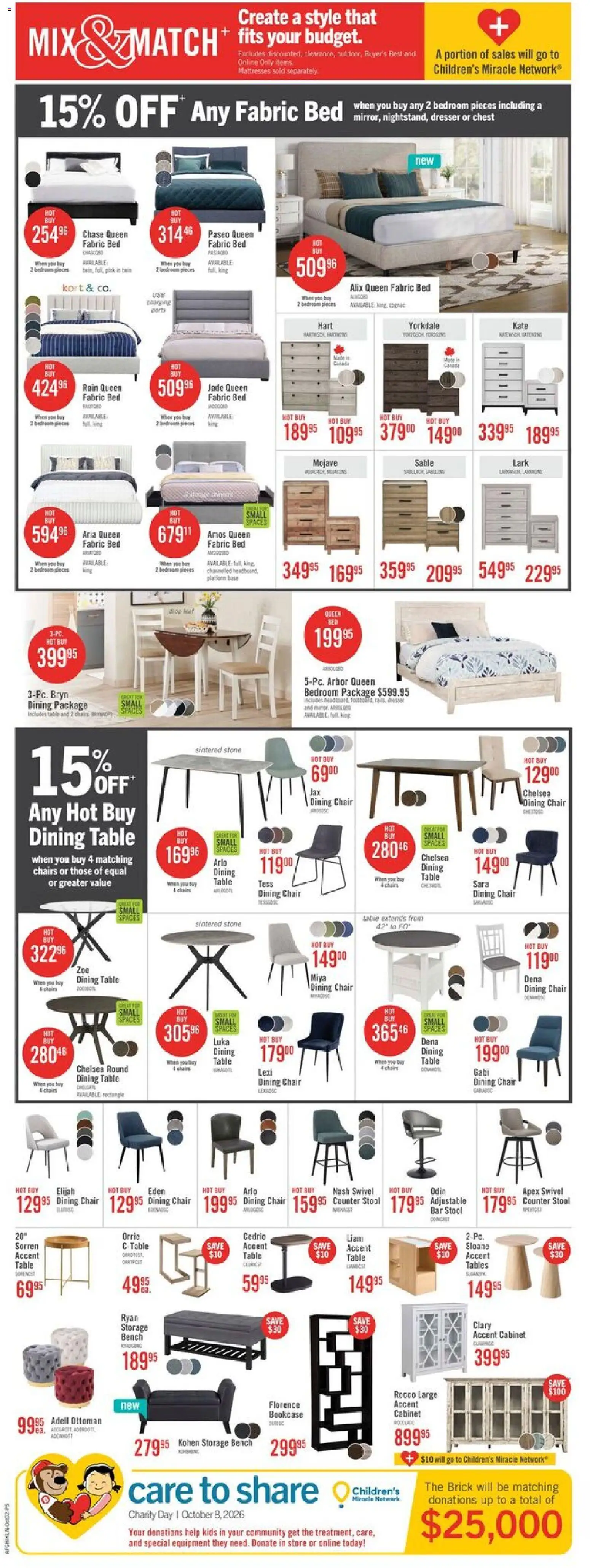 The Brick flyer valid from Sep 29, 2026 | Page: 12 | Products: Dining chair, Mattresses, Pork, Chairs