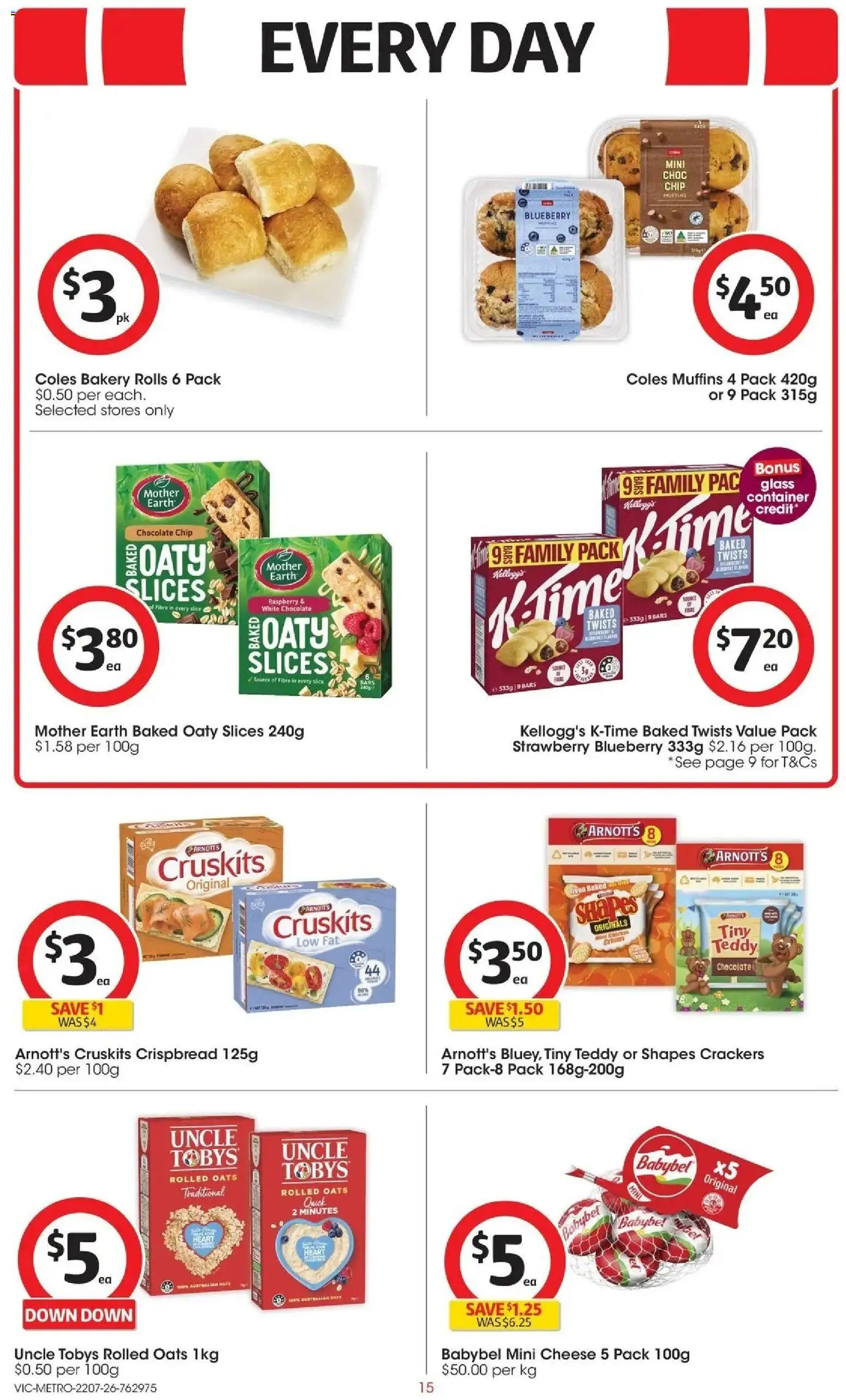 Coles catalogue - valid from 22/07/2026 | Page: 15 | Products: Cheese, Bread, Chocolate, Muffins