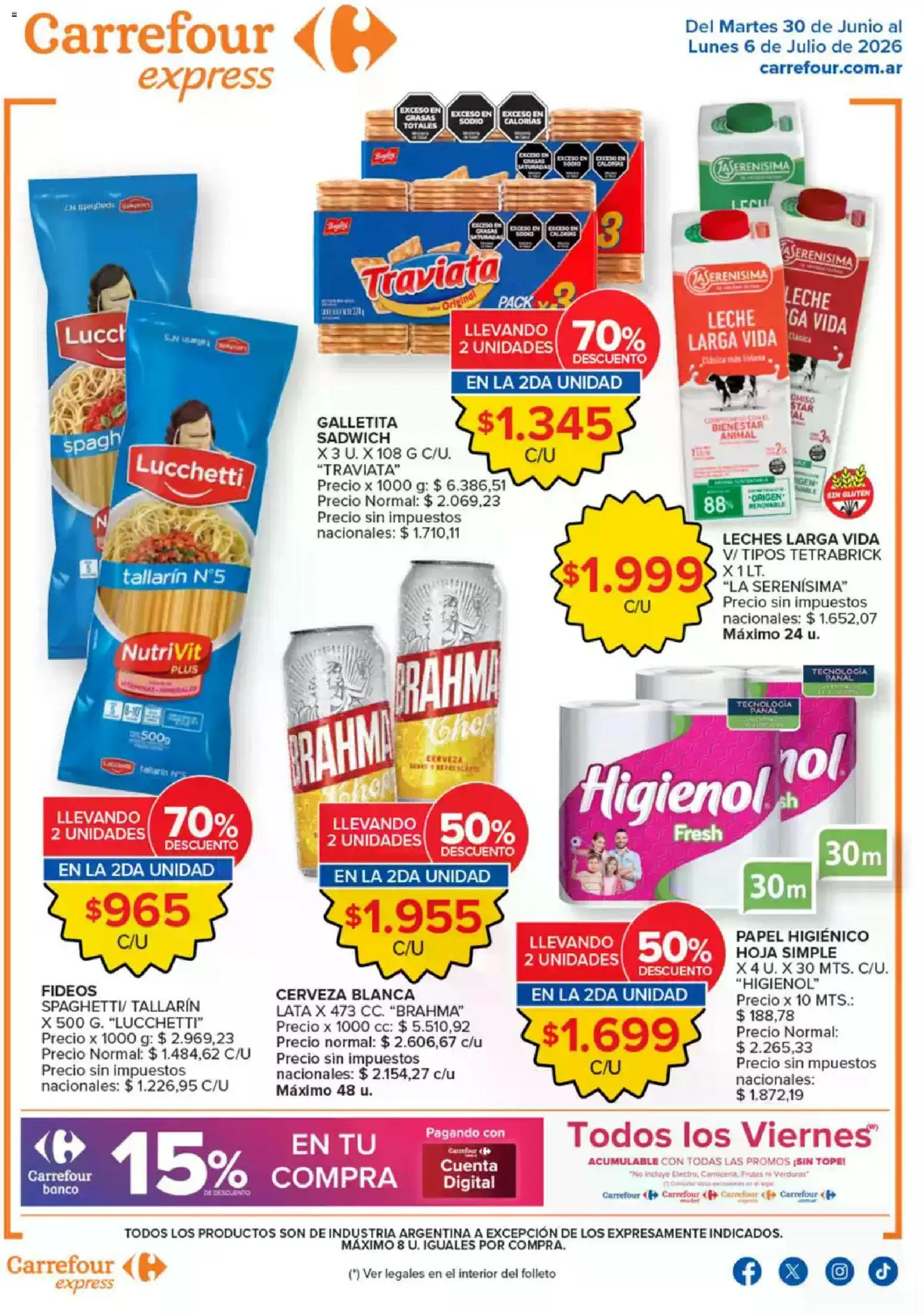 Carrefour Express Ofertas │ válido desde el 30/06/2026 | Página: 1 | Productos: Papel higiénico, Top, Leche, Cerveza