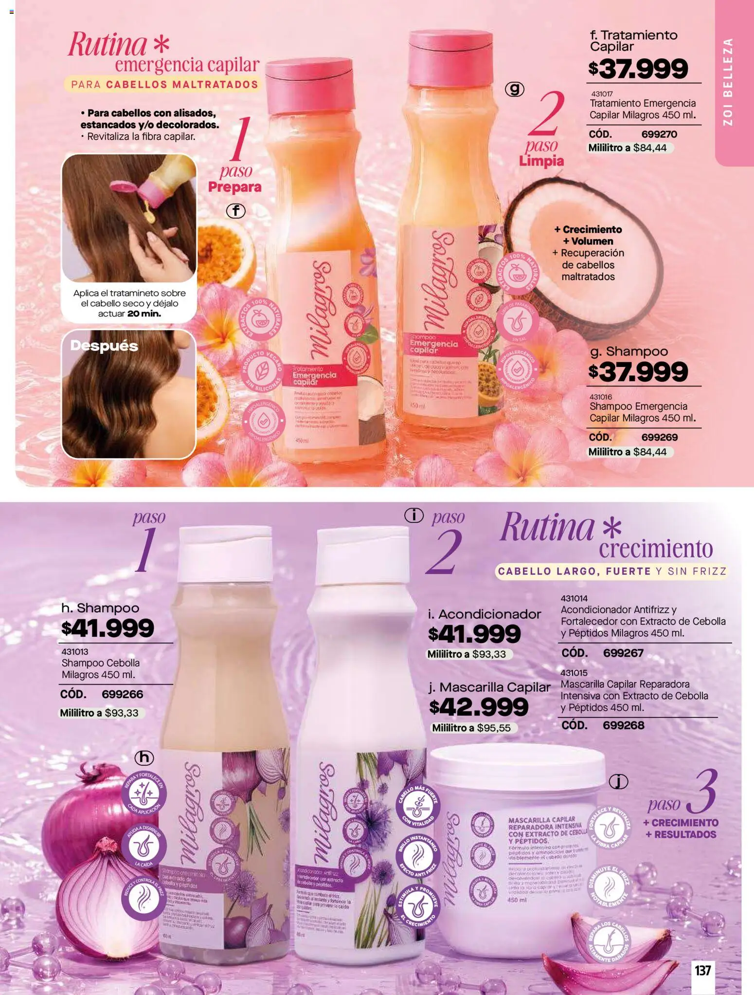 Carmel revista - valida desde el 01/10/2026 | Página: 137 | Productos: Brillo, Sobre, Mascarilla capilar, Acondicionador