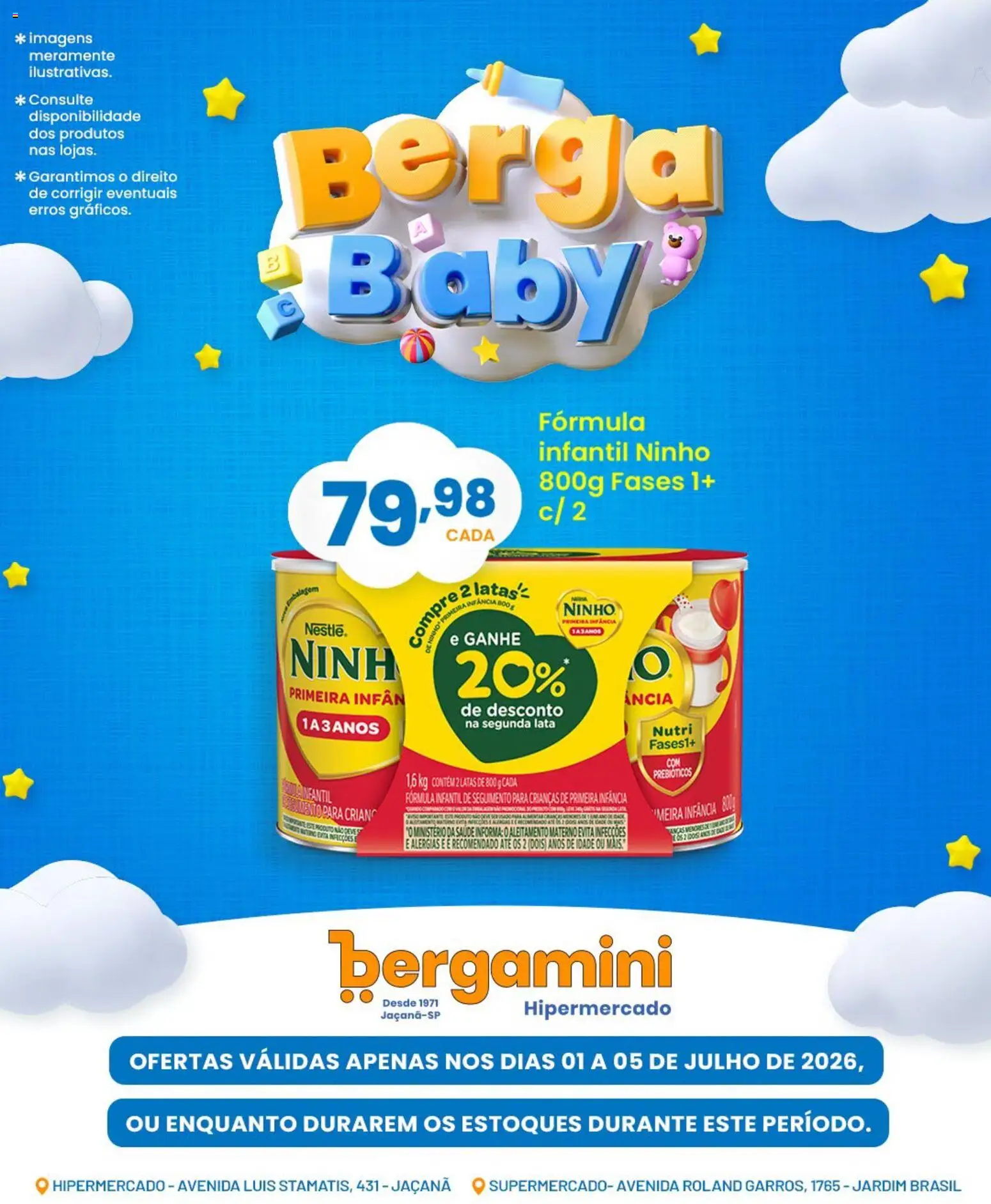 Supermercado Bergamini Folheto - válido de 01/07/2026 | Página: 1 | Produtos: Pó, Fórmula infantil