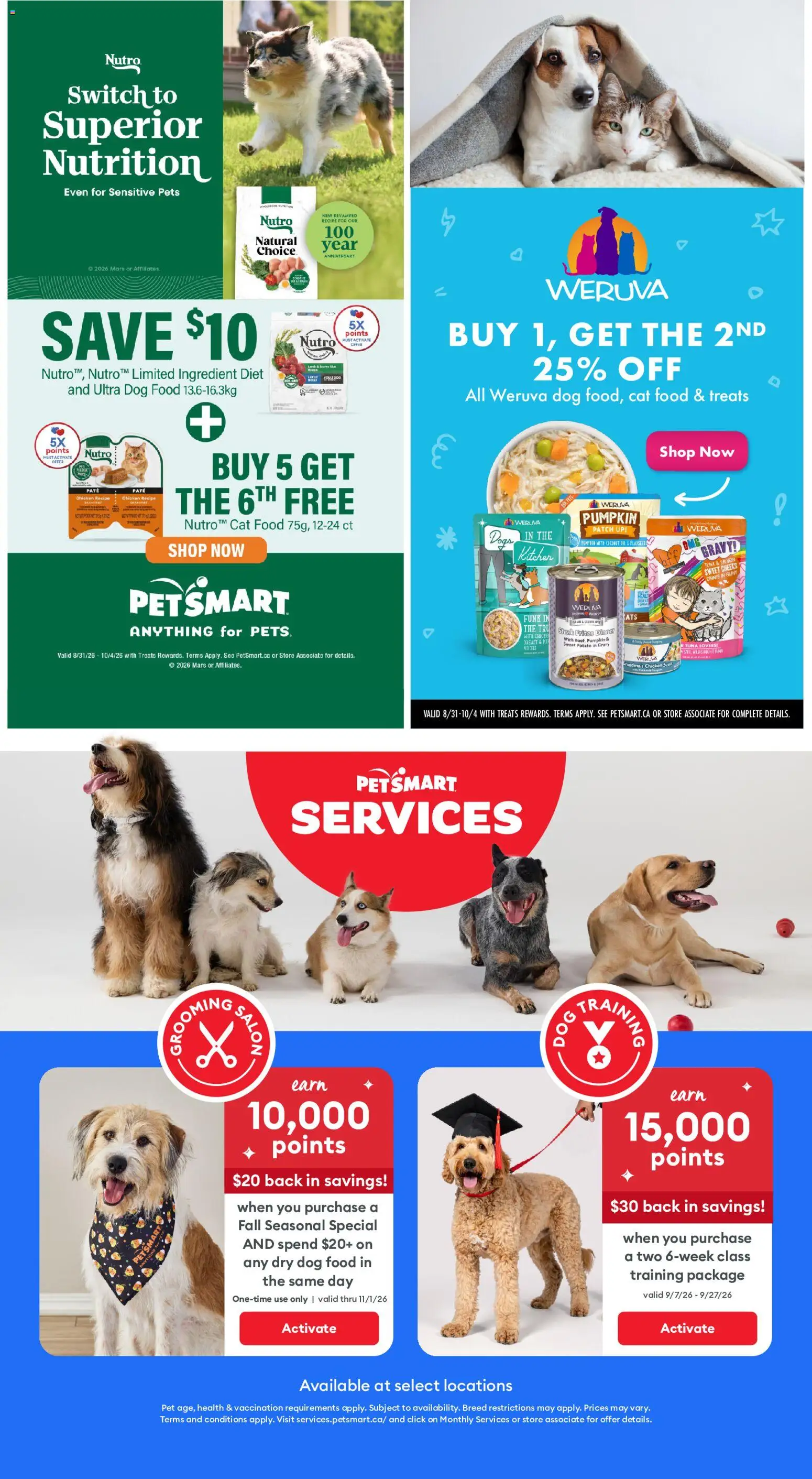 Petsmart flyer valid from Aug 31, 2026 | Page: 8 | Products: Dog food, Steak, Food, Chicken