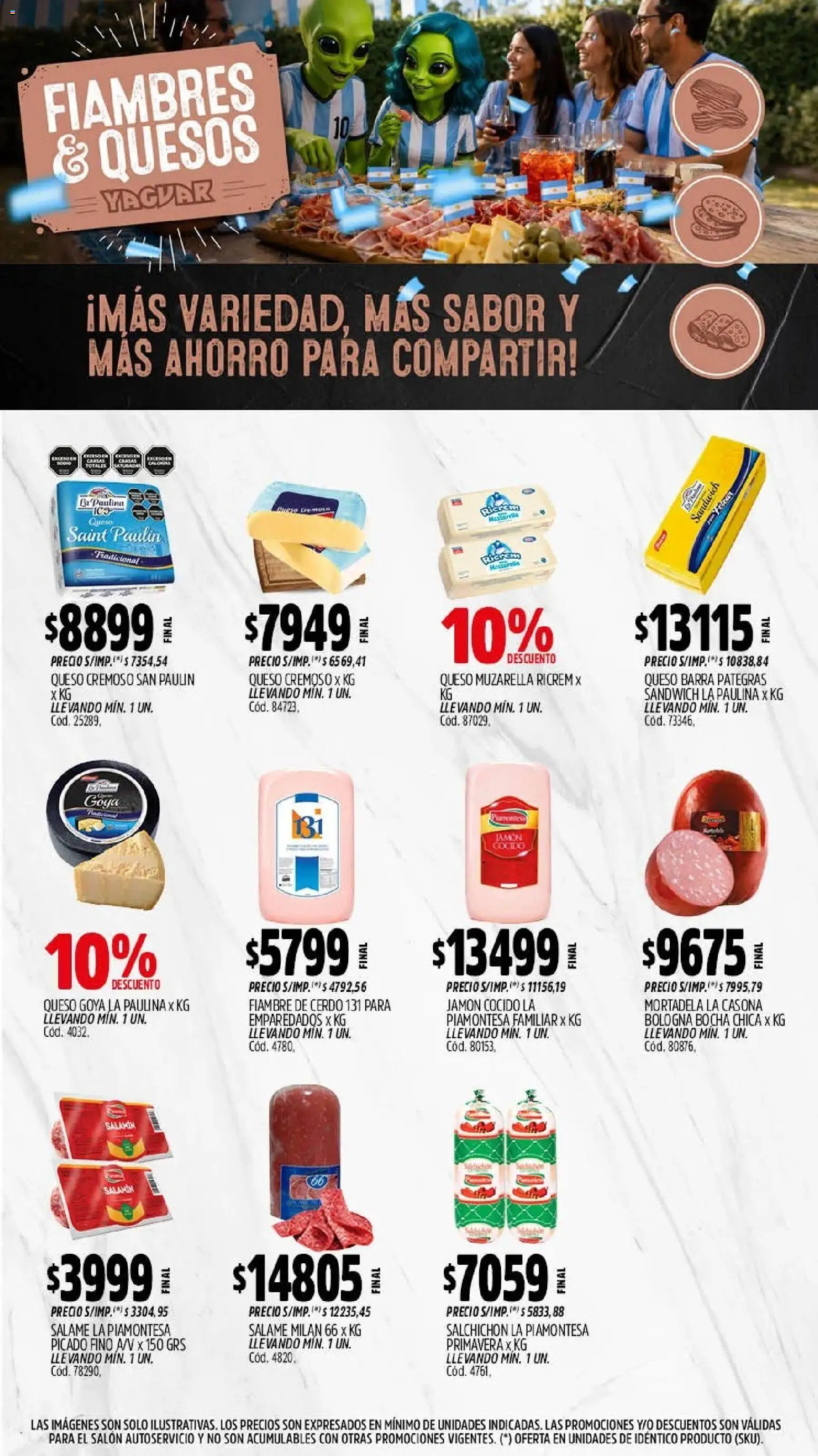 Yaguar - Oferta Semanal San Juan │ válido desde el 13/07/2026 | Página: 6 | Productos: Queso, Jamón, Salame, Cerdo