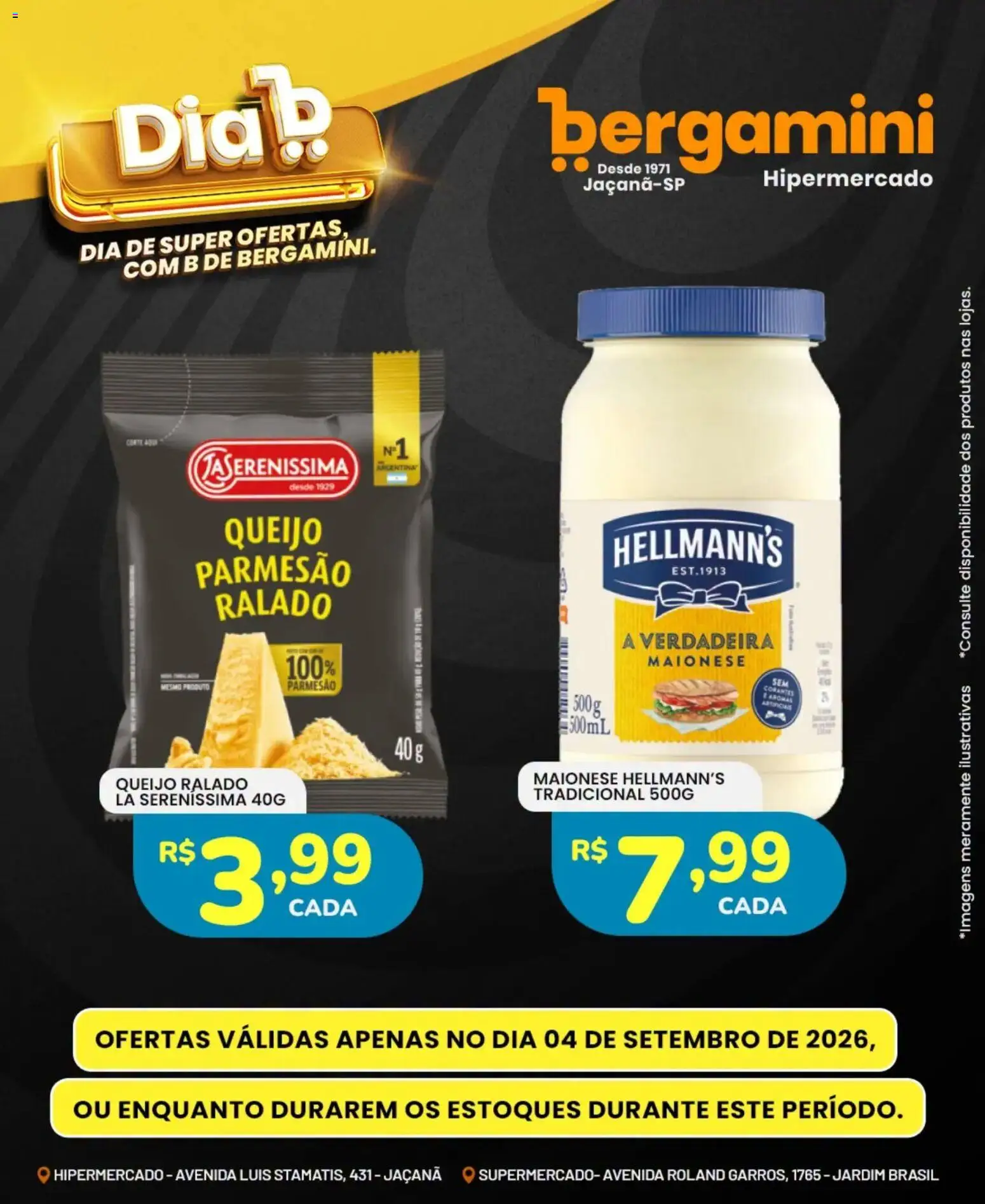 Supermercado Bergamini Folheto - válido de 04/09/2026 | Página: 12 | Produtos: Queijo, Parmesão, Queijo ralado, Queijo parmesão