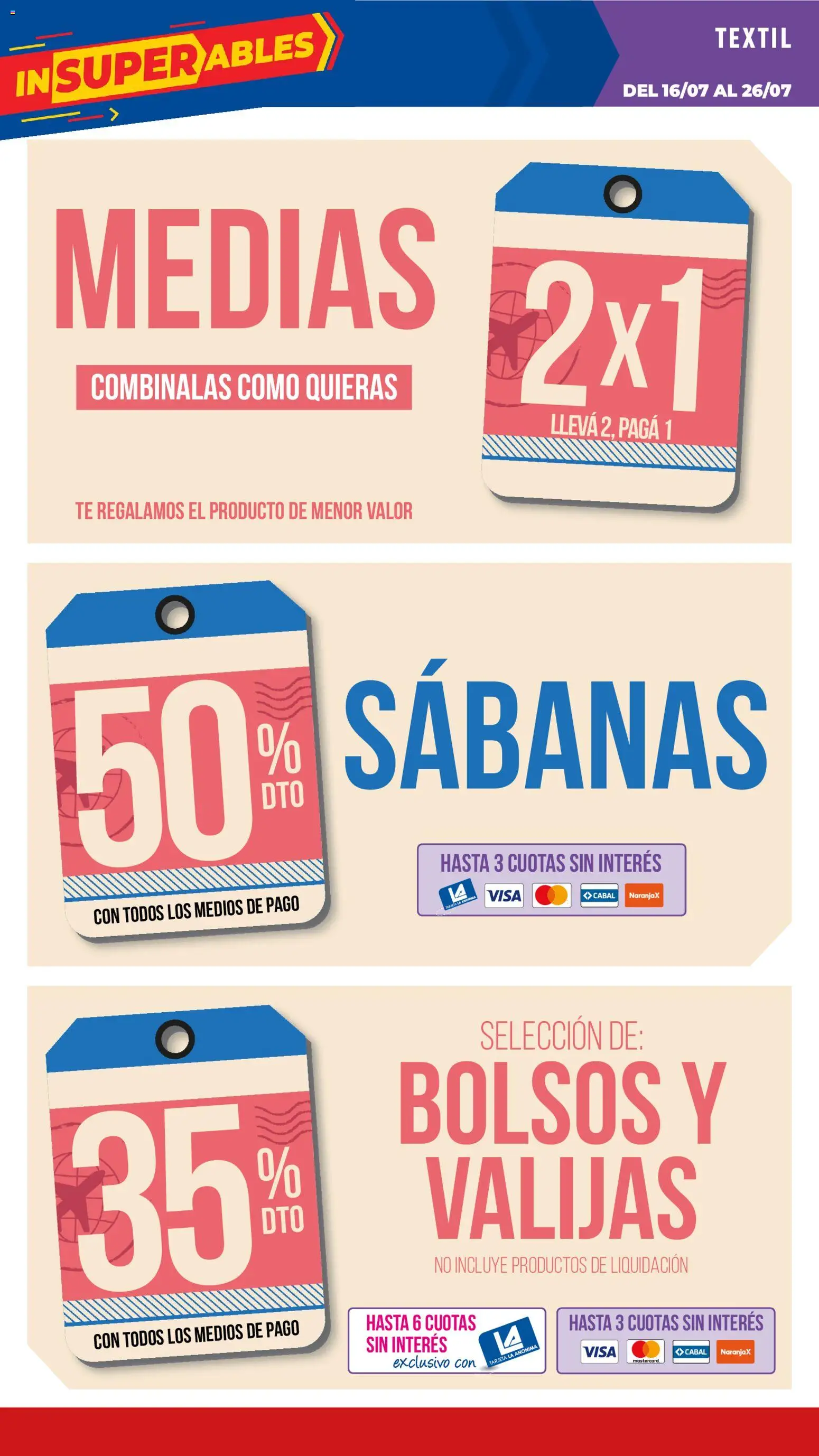 La Anonima catálogo │ válido desde el 16/07/2026 | Página: 33 | Productos: Sabanas, Medias, Té