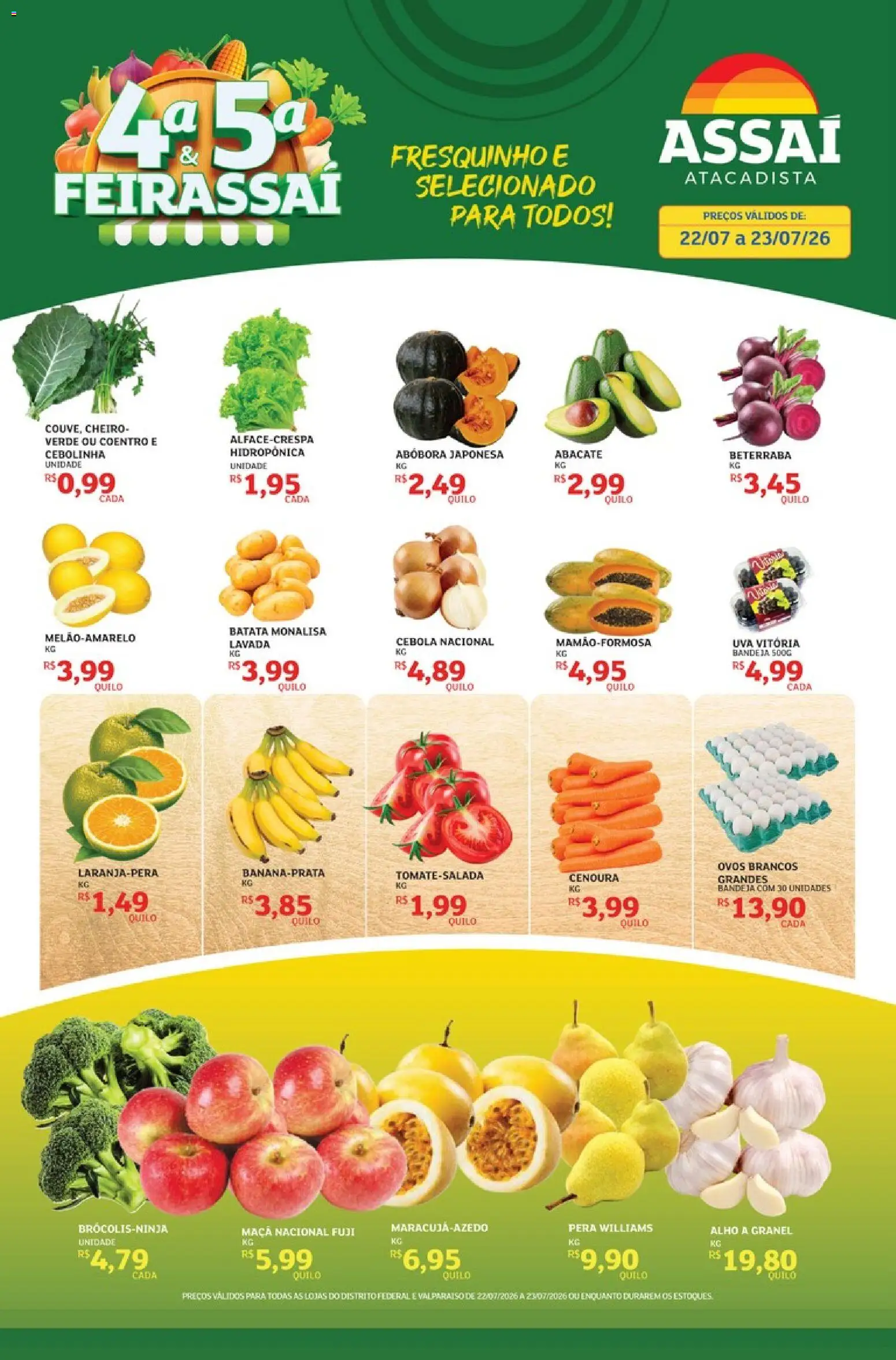 Assaí Atacadista Folheto - válido de 22/07/2026 | Página: 1 | Produtos: Pera, Abóbora, Alho, Ovos