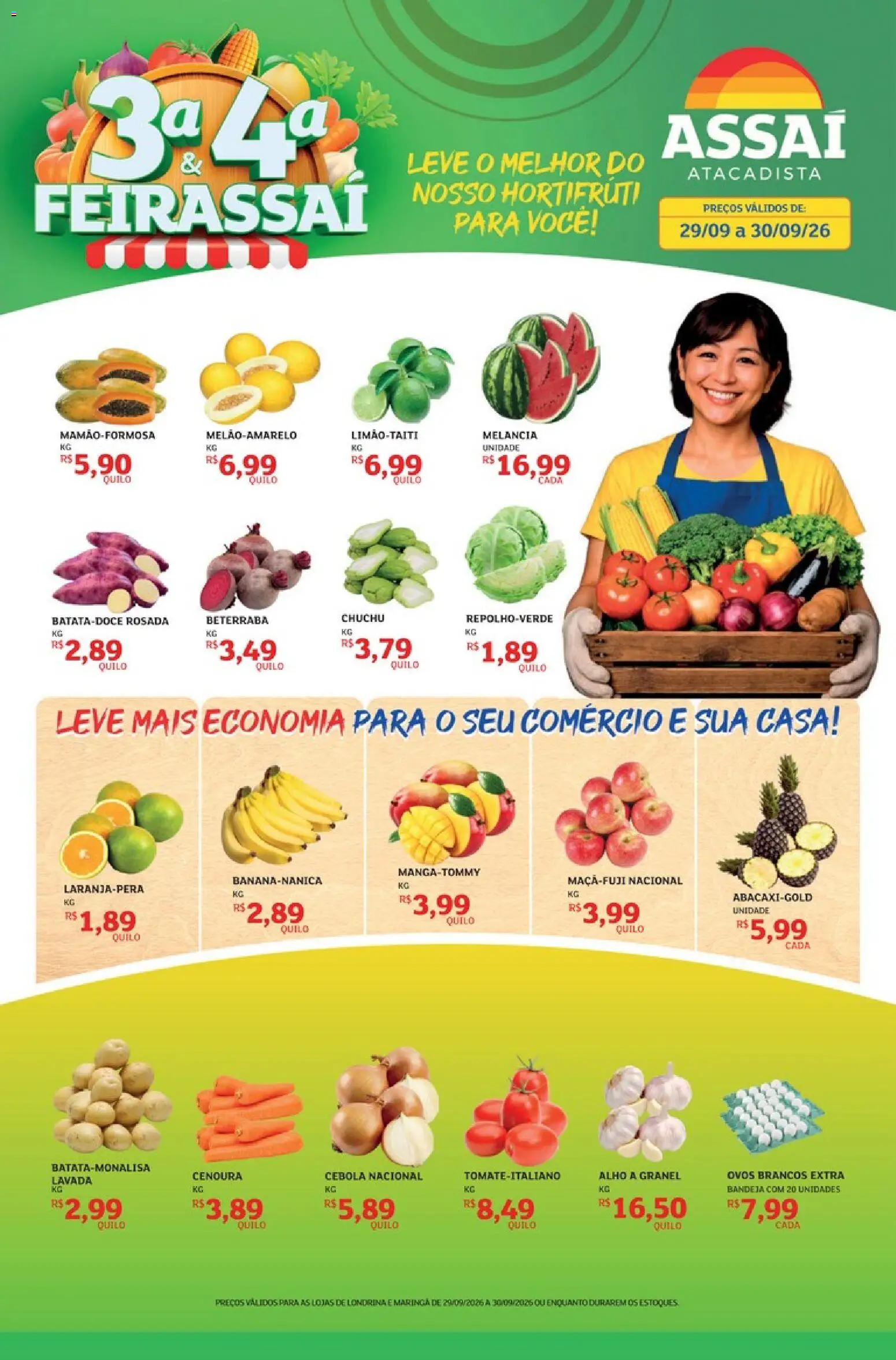 Assaí Atacadista Folheto - válido de 29/09/2026 | Página: 1 | Produtos: Chuchu, Beterraba, Cebola, Bandeja