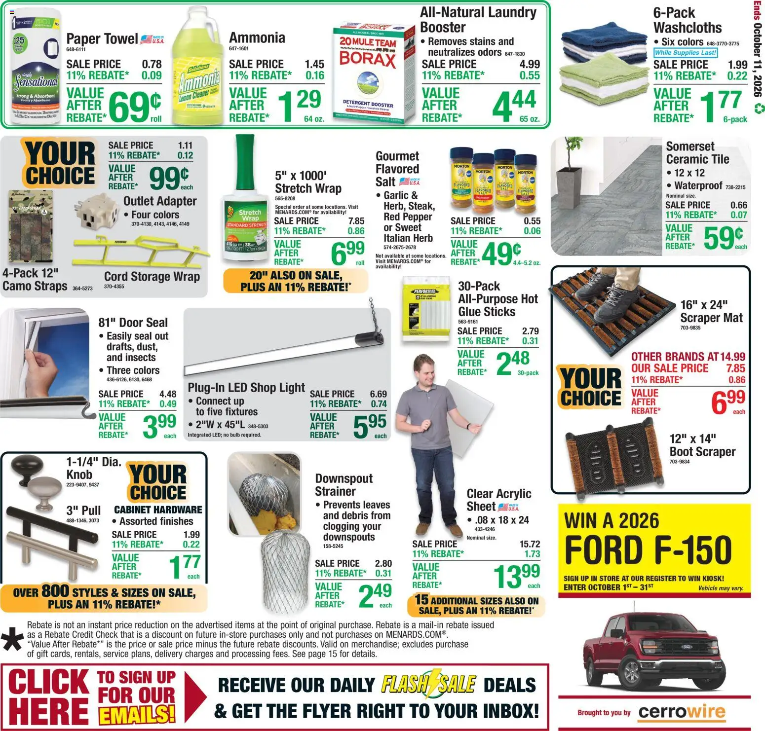 Menards Weekly Ad - valid from 10/01/2026 | Page: 23 | Products: Acrylic, Salt, Garlic, Adapter
