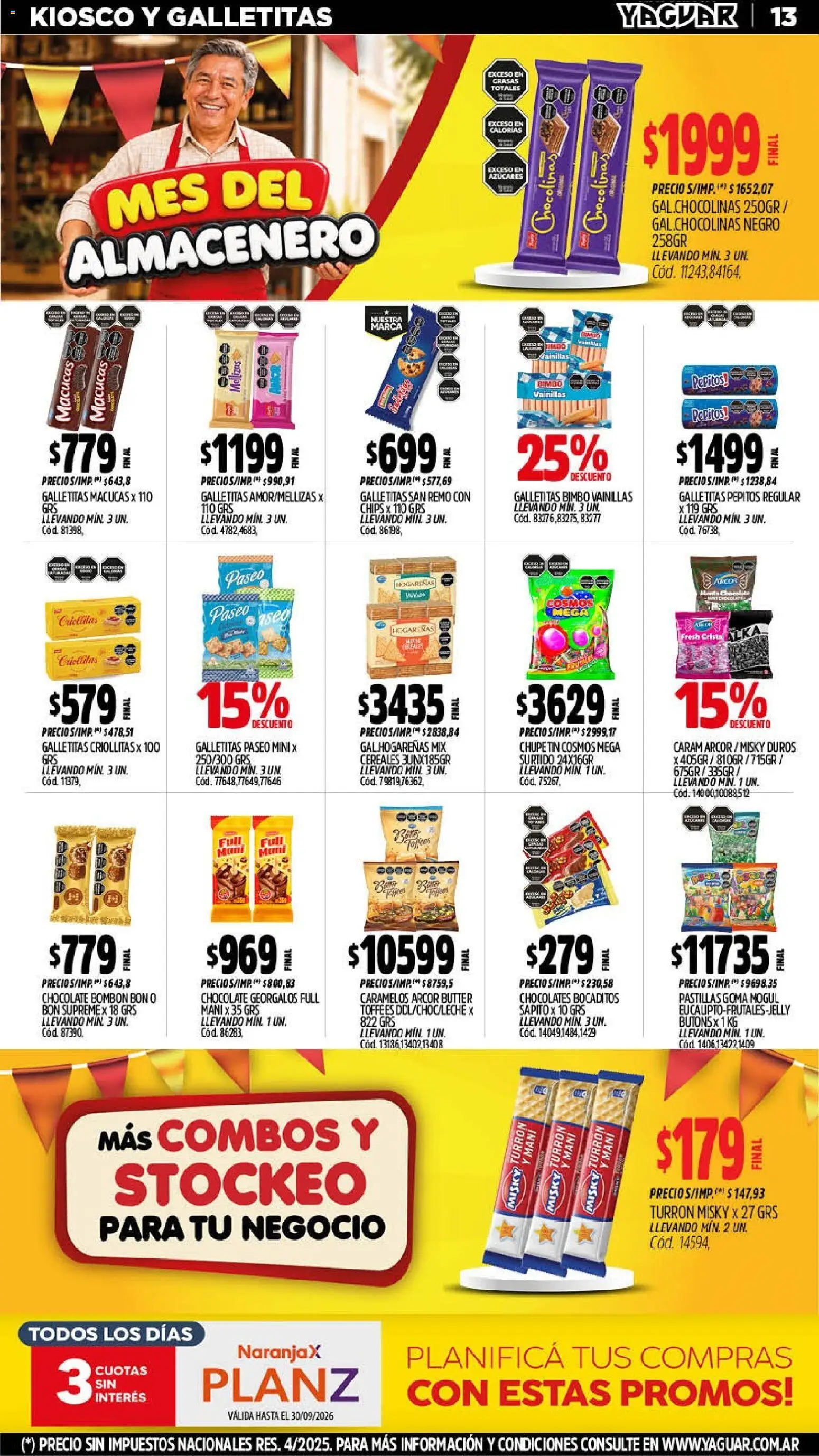 Yaguar - Oferta Semanal Misiones │ válido desde el 14/09/2026 | Página: 13 | Productos: Galletitas, Chocolate, Turrón, Cereales