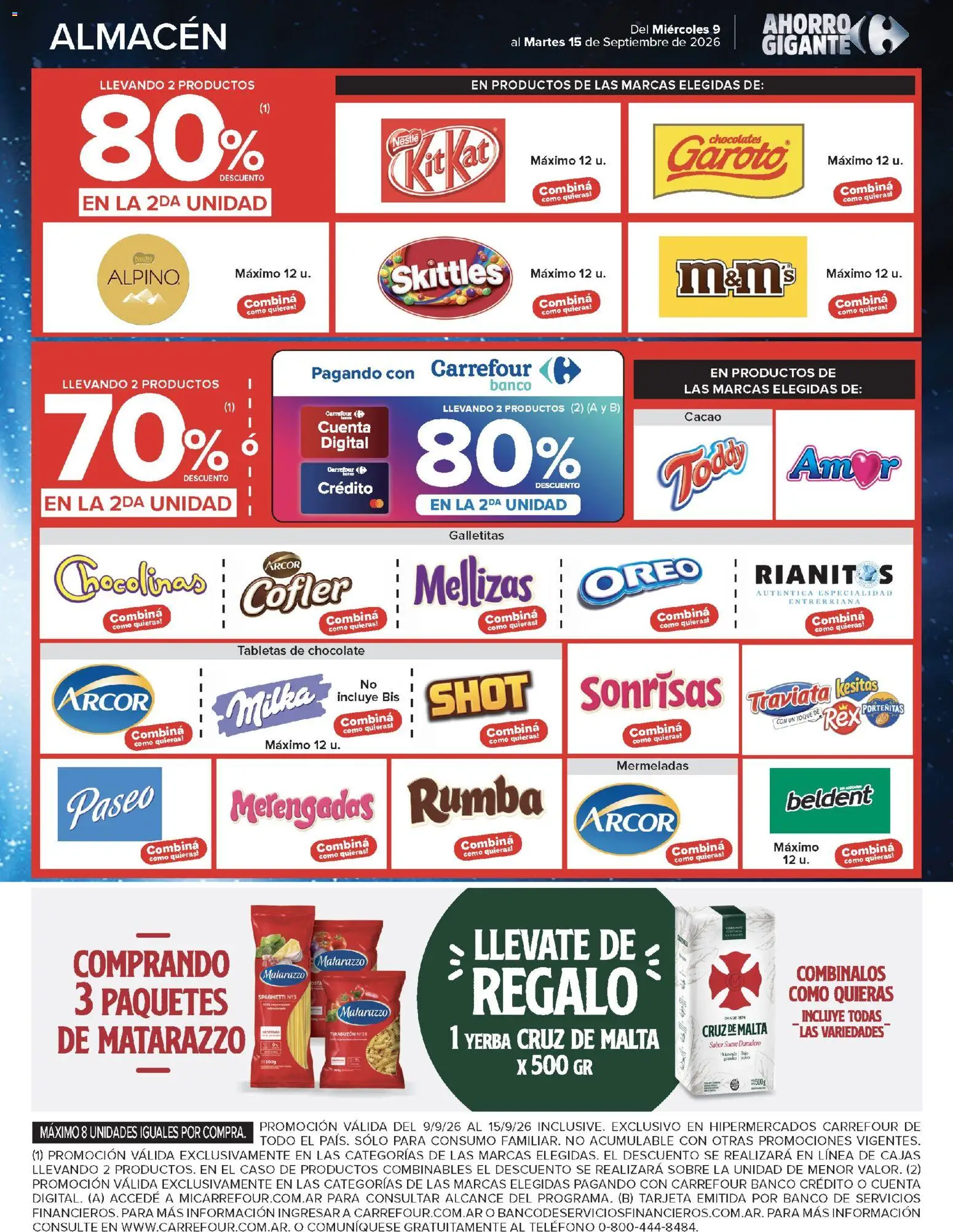Carrefour - Ofertas │ válido desde el 09/09/2026 | Página: 8 | Productos: Sobre, Galletitas, Polvo, Spaghetti