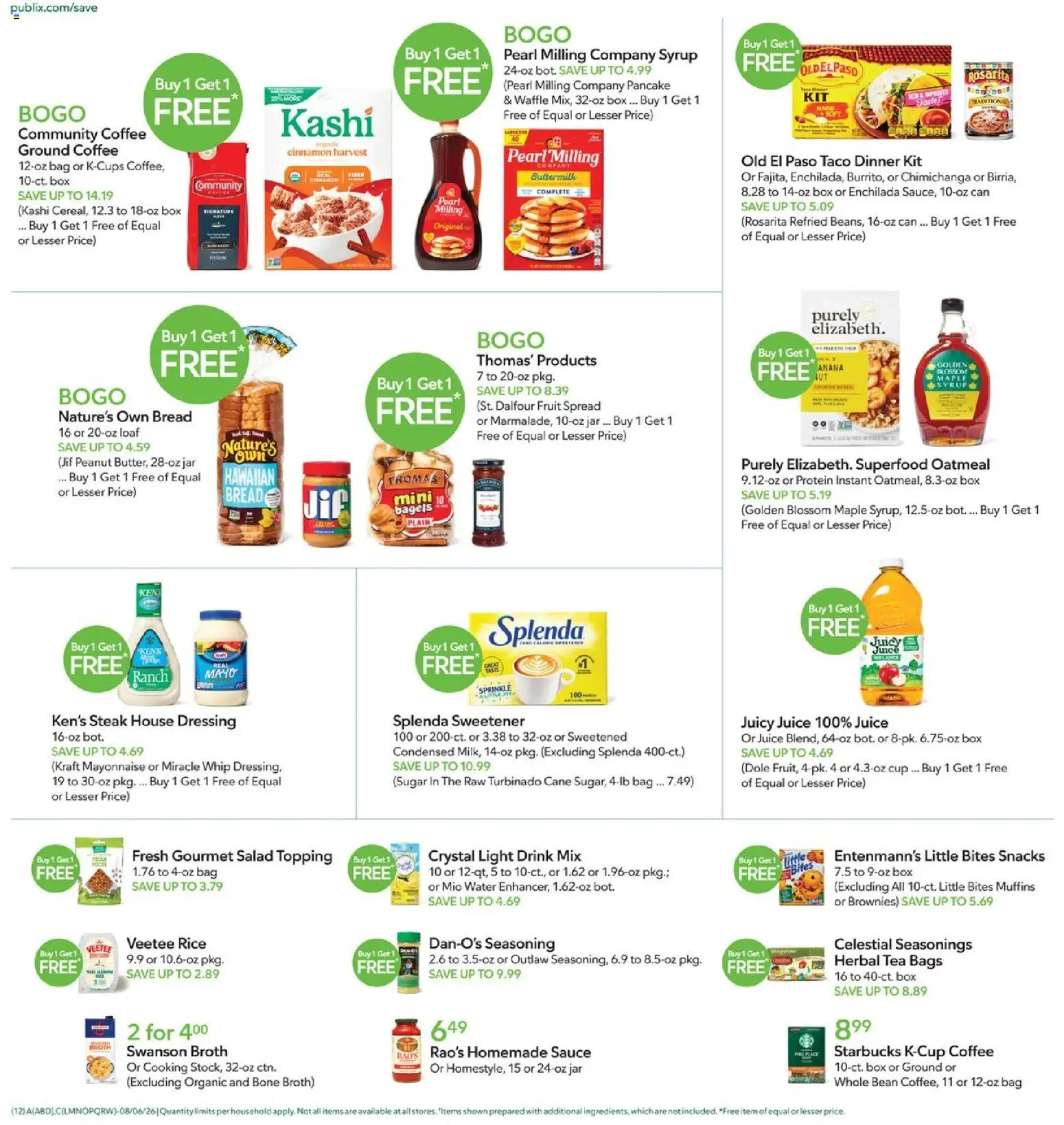 Publix Weekly Ad - valid from 08/05/2026 | Page: 12 | Products: Spread, Brownies, Juice, Oatmeal