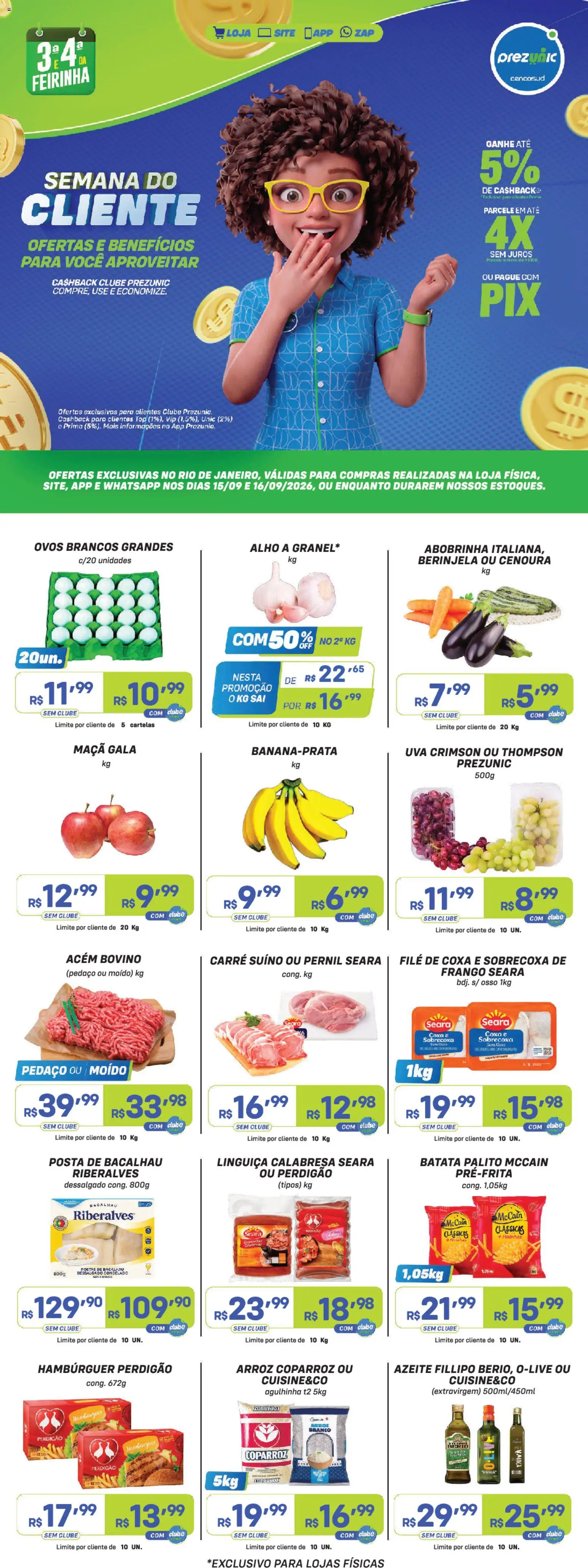 Prezunic Folheto - válido de 15/09/2026 | Página: 1 | Produtos: Berinjela, Bacalhau, Uva, Pernil