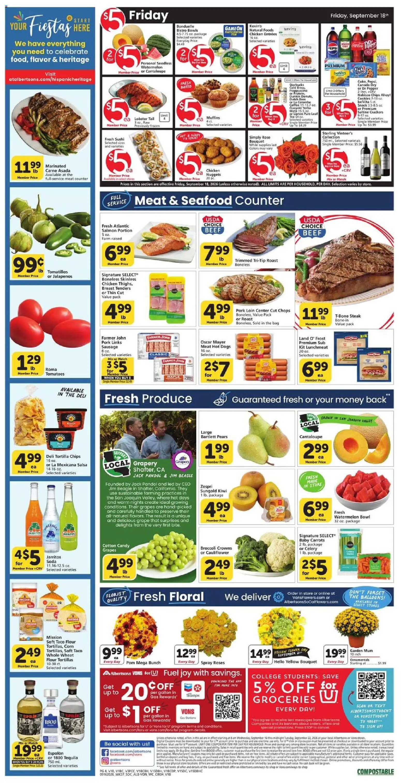 Vons Weekly Ad - valid from 09/16/2026 | Page: 3 | Products: Crackers, Cauliflower, Hot Dogs, Pepsi