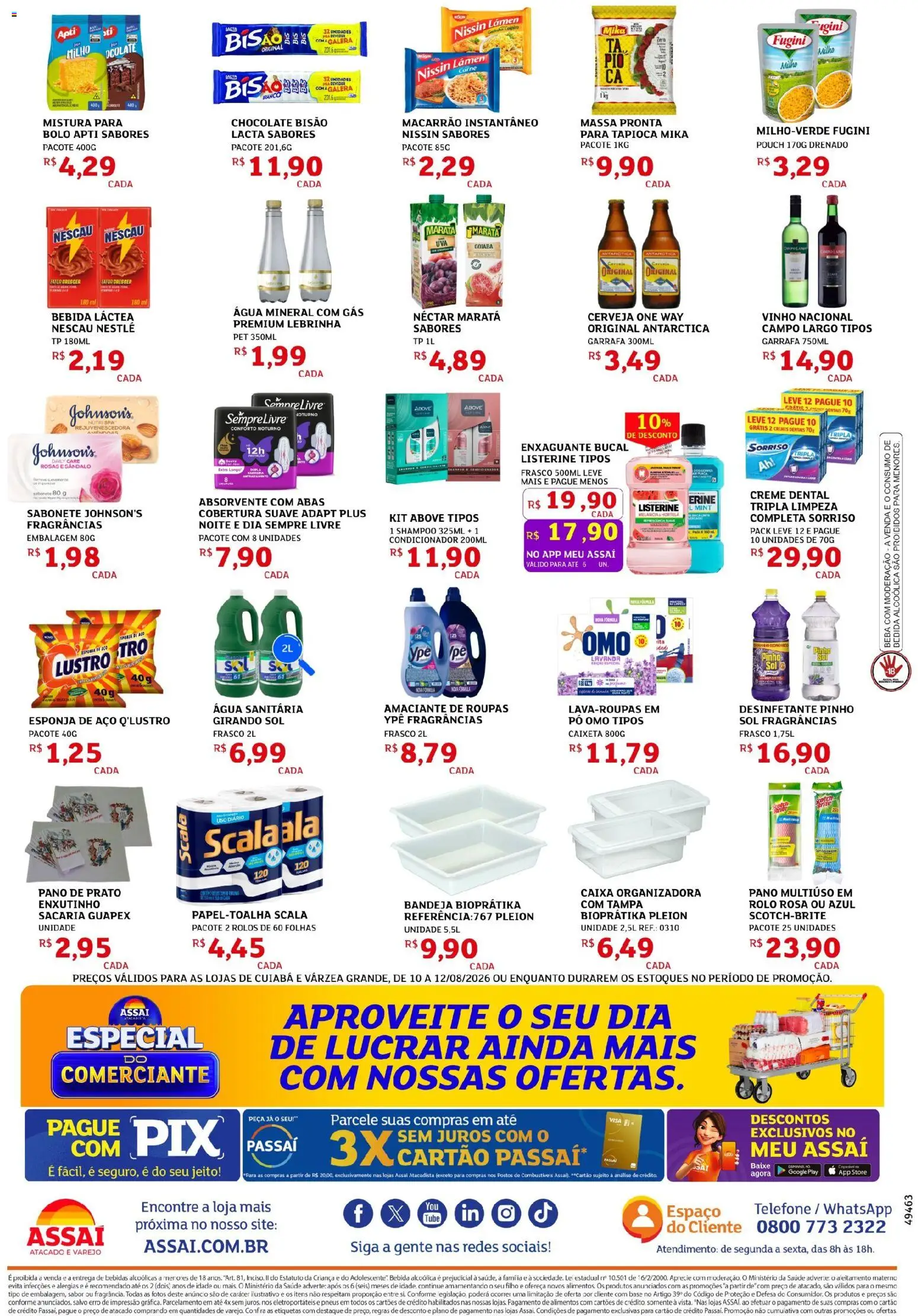 Assaí Atacadista Folheto - válido de 10/08/2026 | Página: 2 | Produtos: Condicionador, Enxaguante bucal, Chocolate, Cerveja