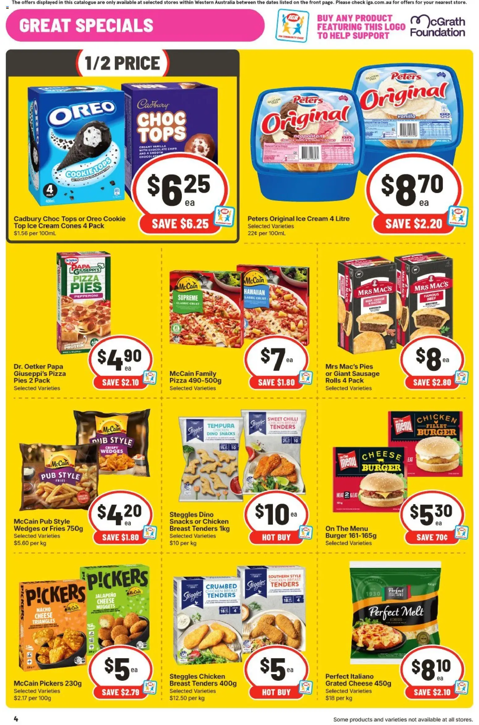 IGA catalogue - valid from 23/09/2026 | Page: 4 | Products: Cheese, Pies, Fillet, Vanilla