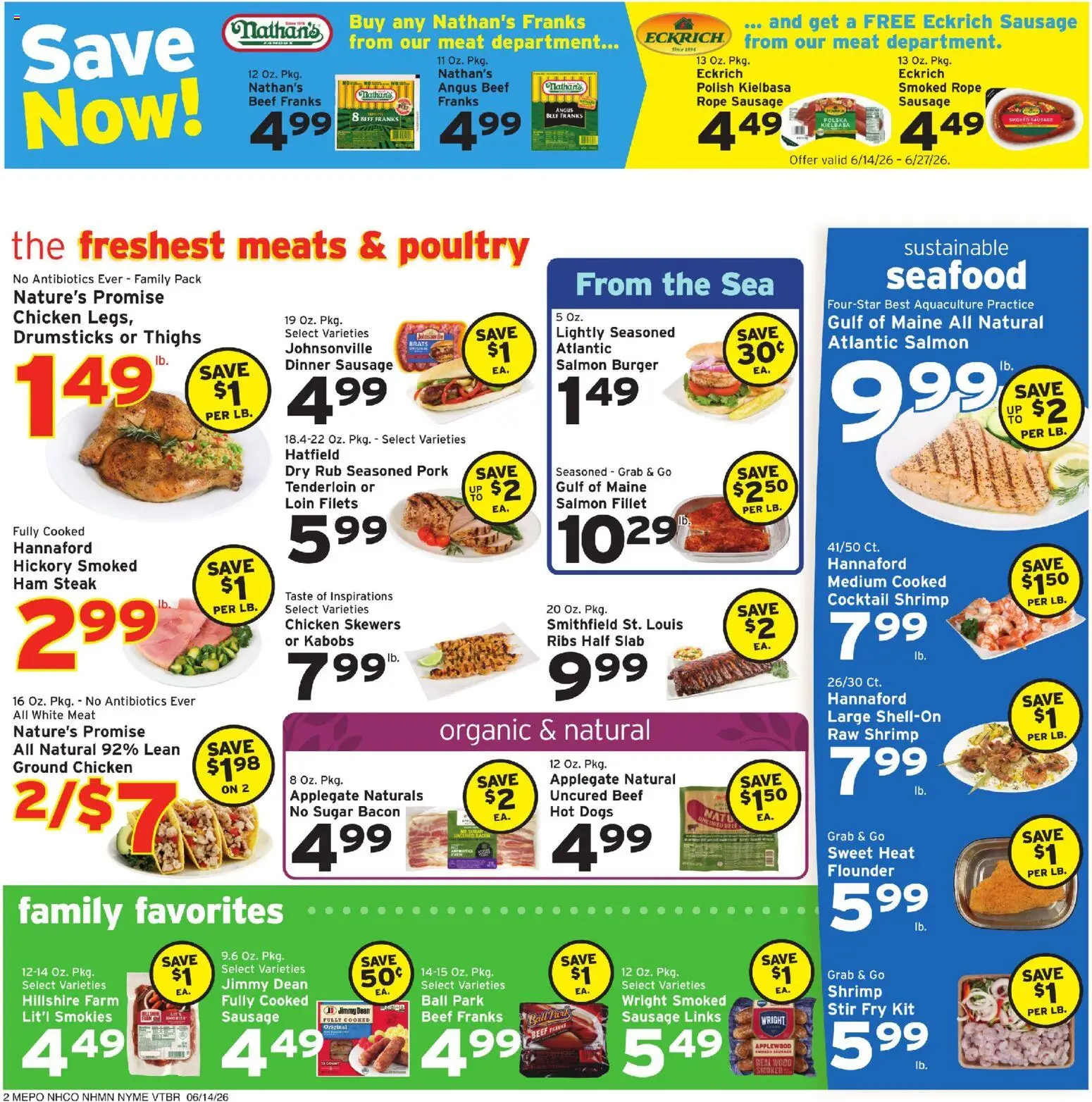 Hannaford Weekly Ad - valid from 14.06.2026 | Page: 2 | Products: Ham, Pork, Sugar, Sausage