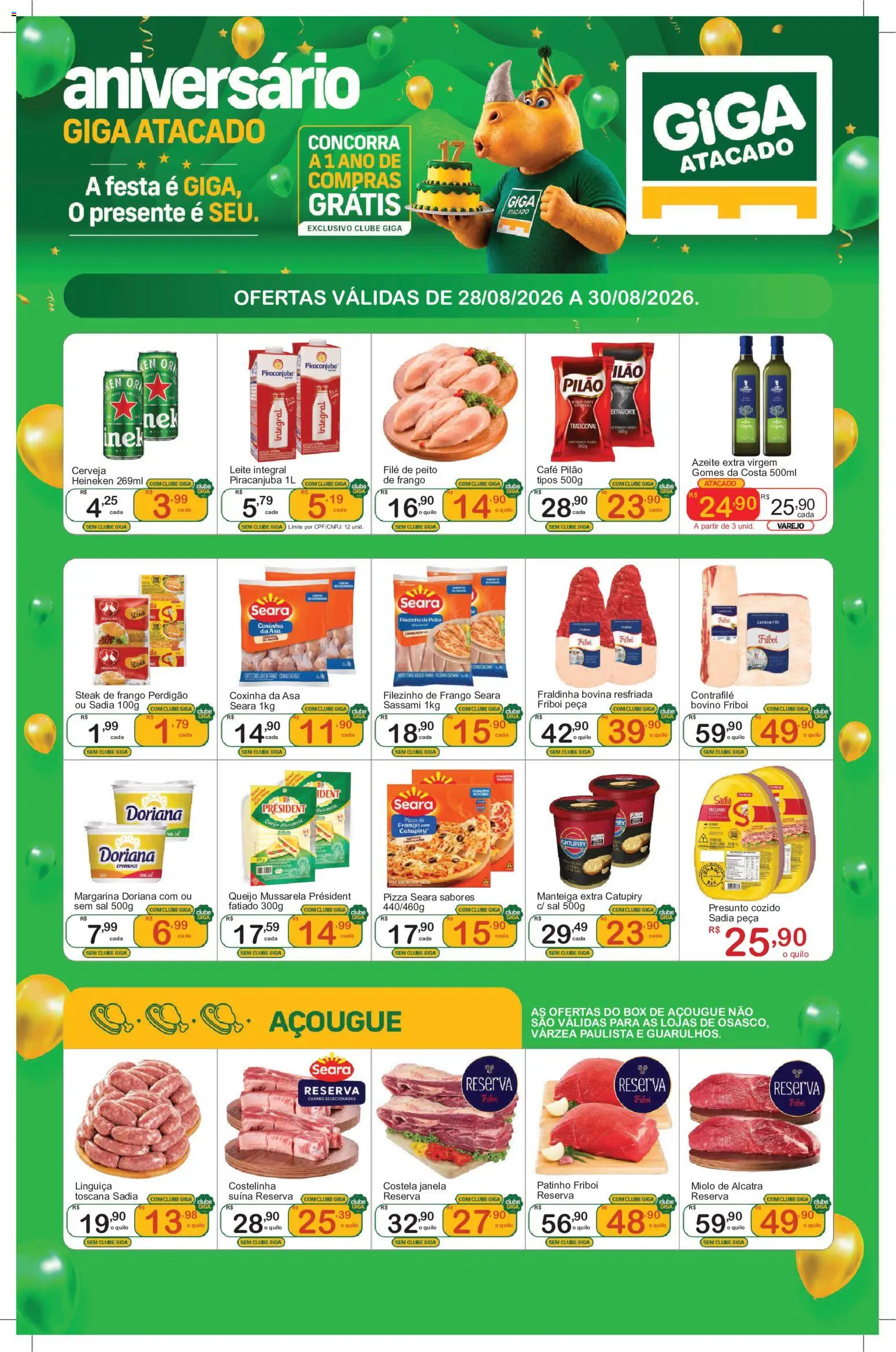 GIGA Atacado Folheto - válido de 28/08/2026 | Página: 1 | Produtos: Manteiga, Cerveja, Gomes da costa, Café pilão