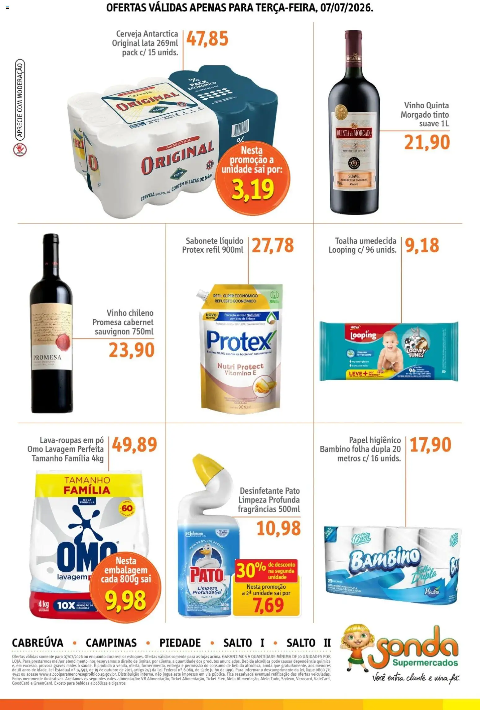 Sonda Folheto - válido de 07/07/2026 | Página: 5 | Produtos: Linhaça, Óleo, Cerveja, Sabonete líquido