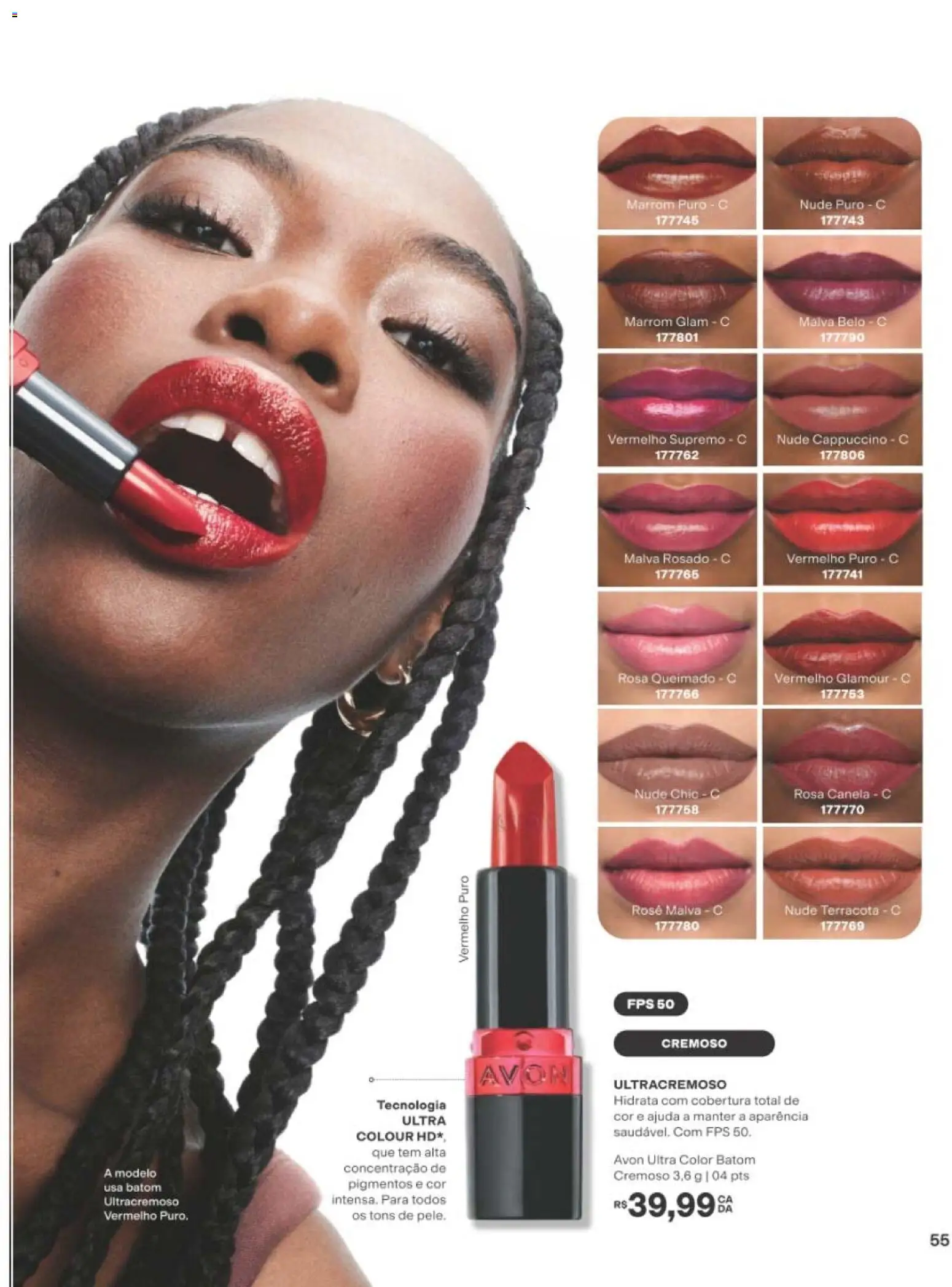 Avon Folheto - válido de 01/09/2026 | Página: 55 | Produtos: Batom, Cappuccino, Canela