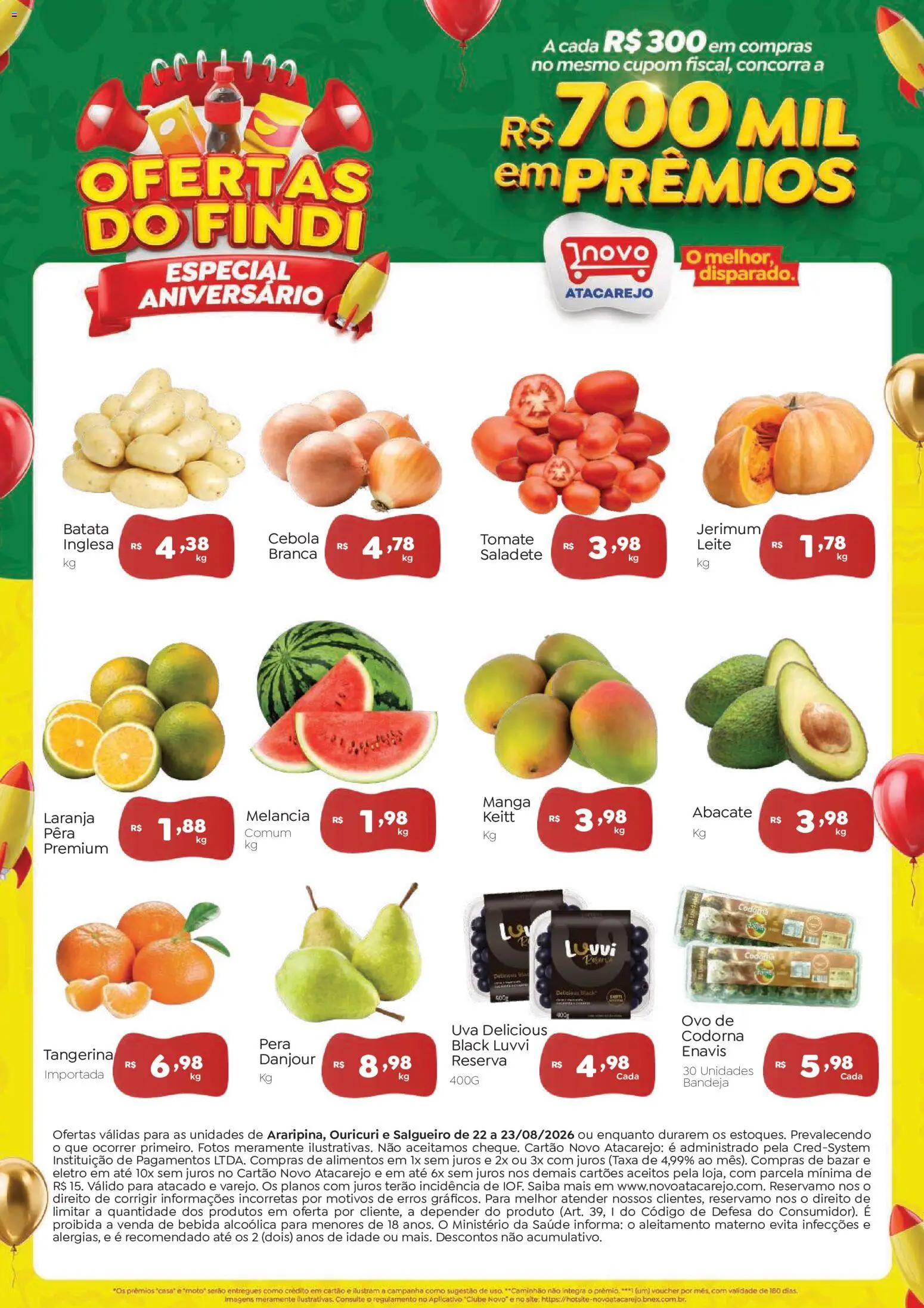Novo Atacarejo Folheto - válido de 22/08/2026 | Página: 1 | Produtos: Pera, Abacate, Alimentos, Bandeja