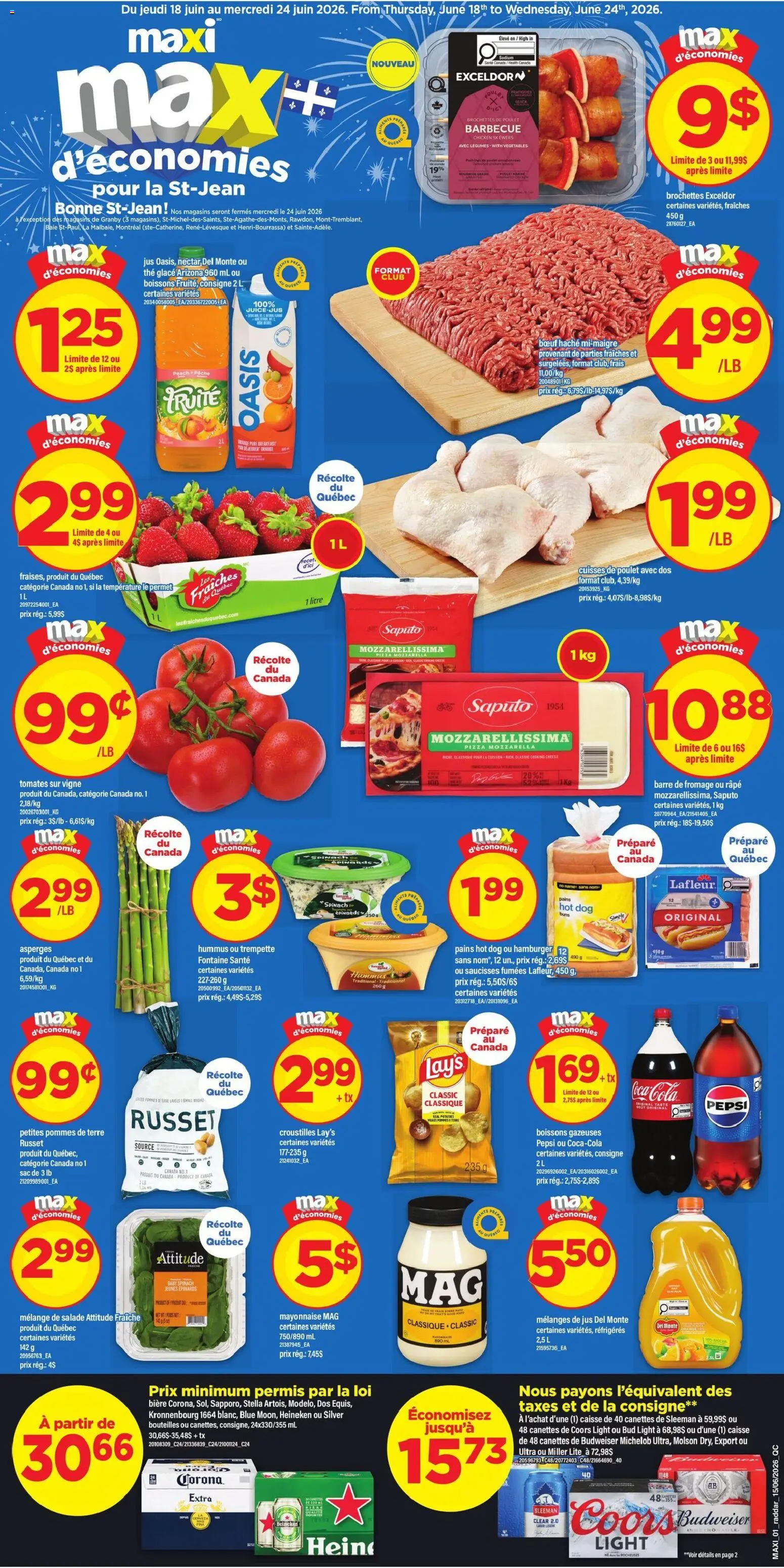 Maxi flyer valid from 18.06.2026 | Page: 1 | Products: Potatoes, Cheese, Pizza, Chicken