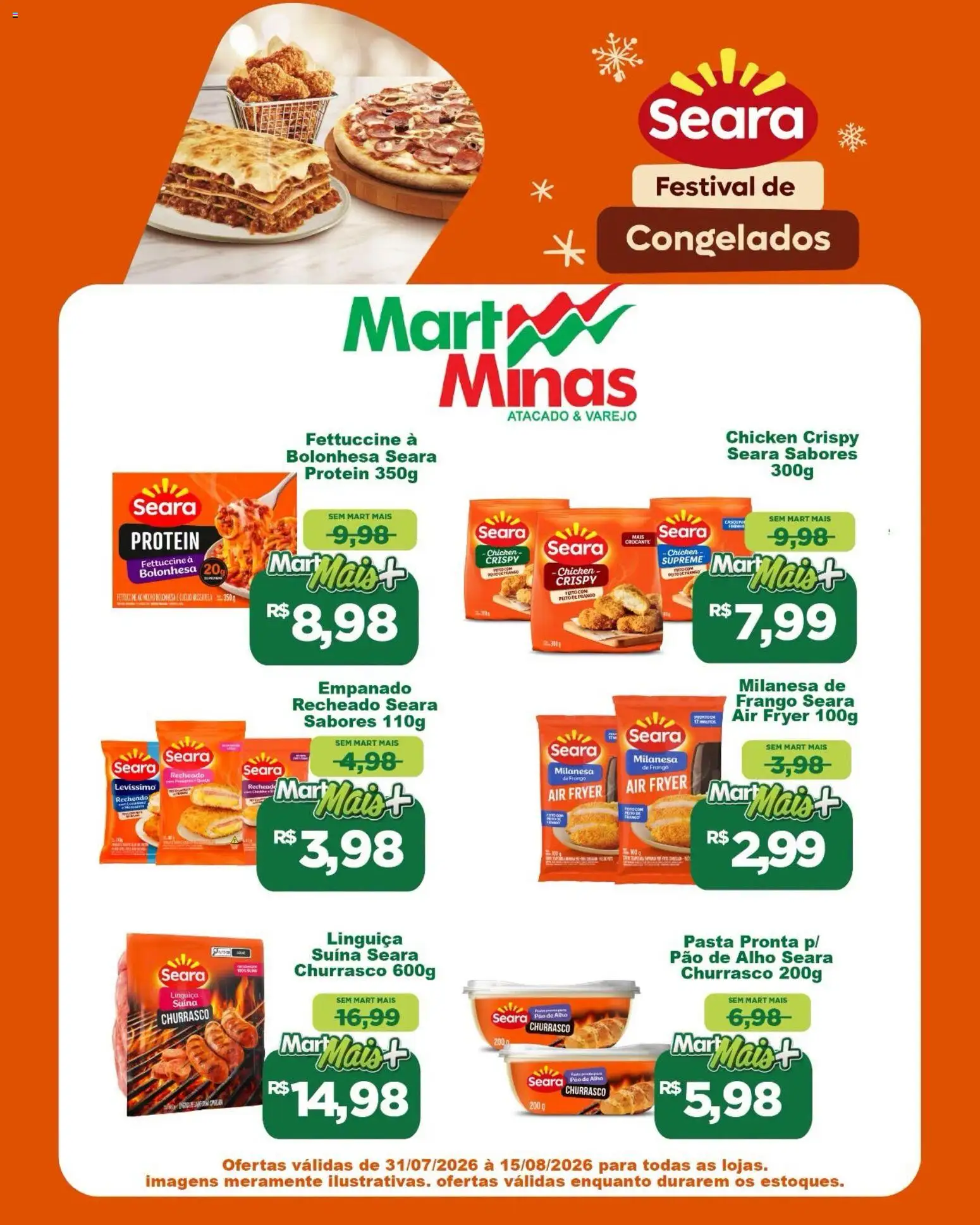Mart Minas Folheto - válido de 31/07/2026 | Página: 3 | Produtos: Alho, Air fryer, Linguiça, Pasta