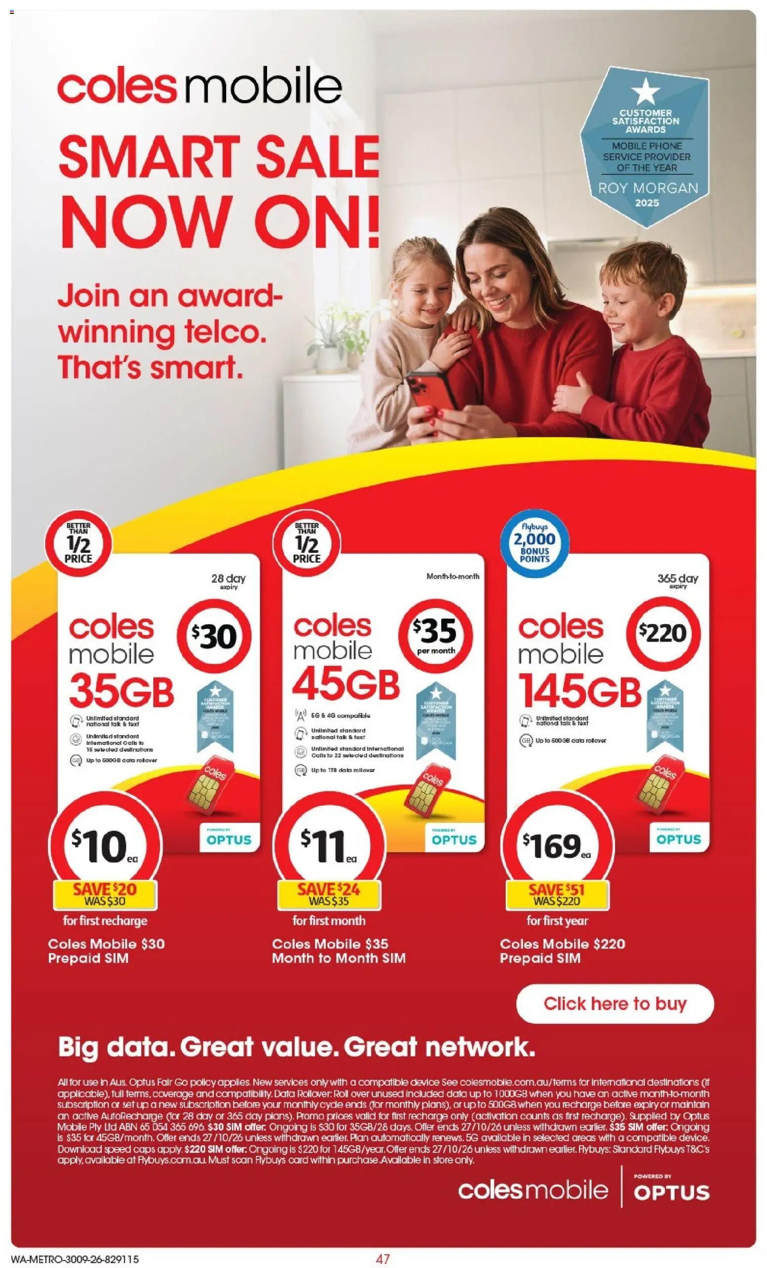 Coles catalogue - valid from 30/09/2026 | Page: 47 | Products: Tap, Date, Phone, Smartphone