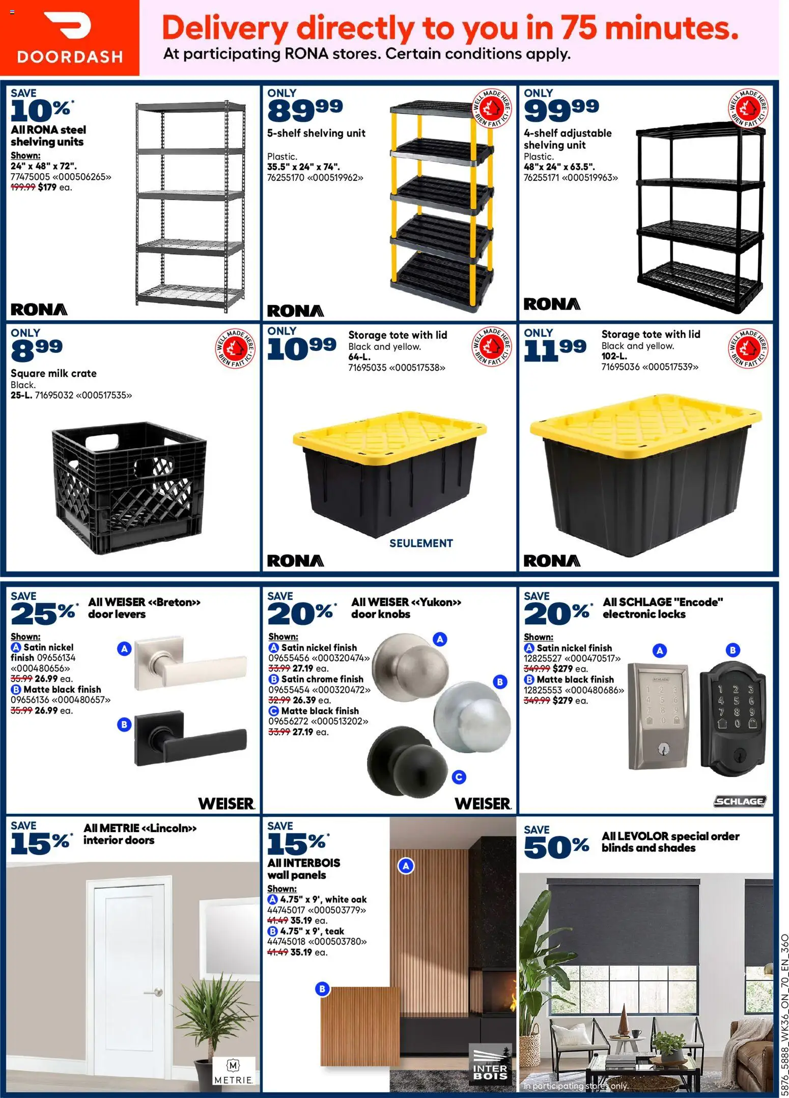 Rona flyer valid from Oct 1, 2026 | Page: 14 | Products: Interior doors, Door, Milk