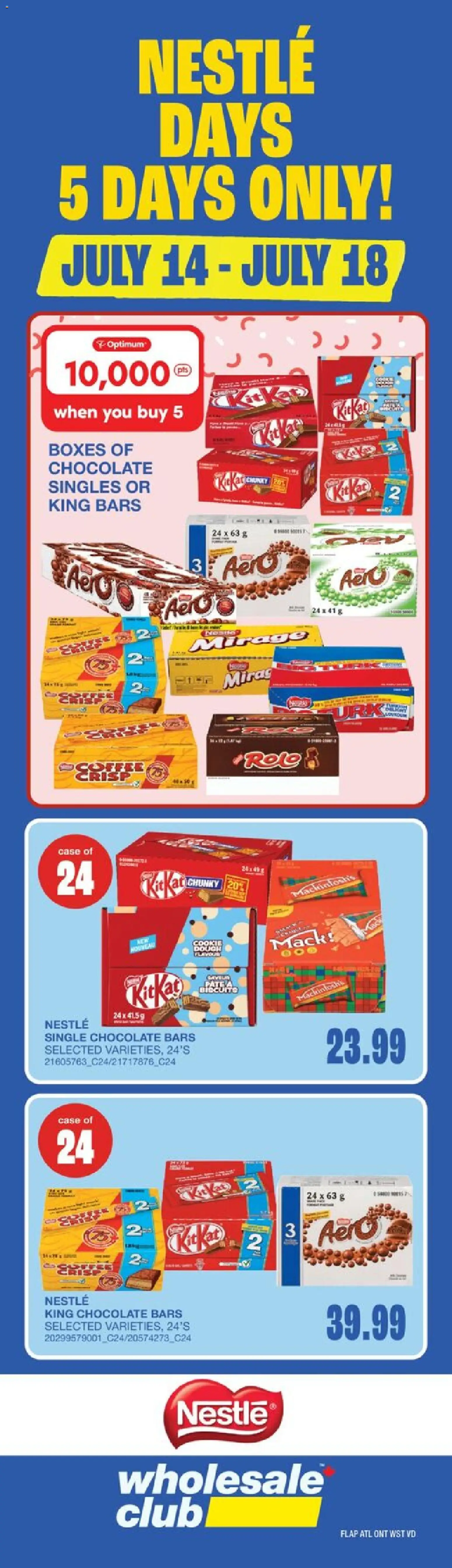 Wholesale Club flyer valid from Jul 16, 2026 | Page: 1 | Products: Case, Chocolate