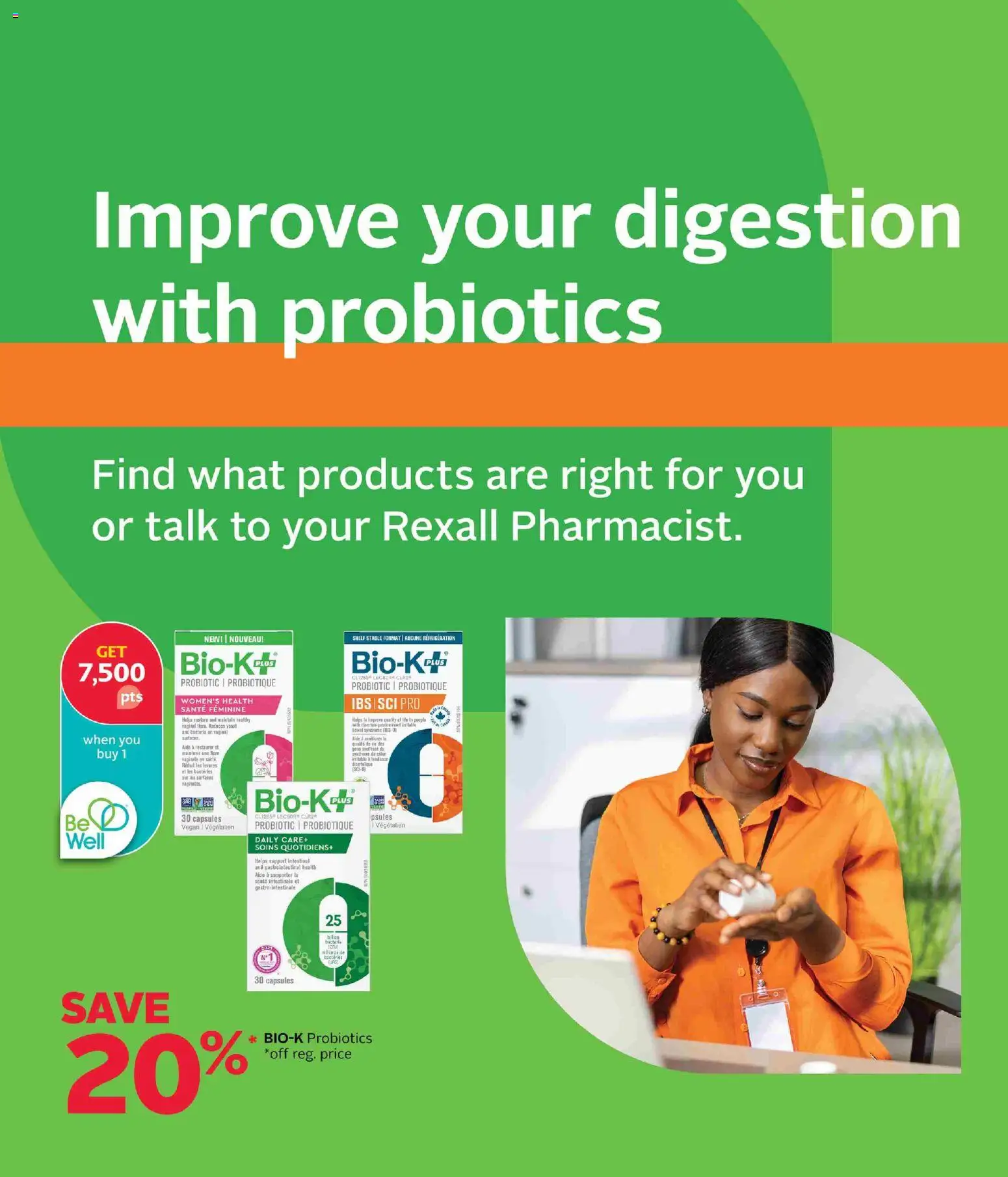 Rexall flyer valid from Aug 14, 2026 | Page: 8 | Products: Probiotics, Yeast, Batteries, Capsules
