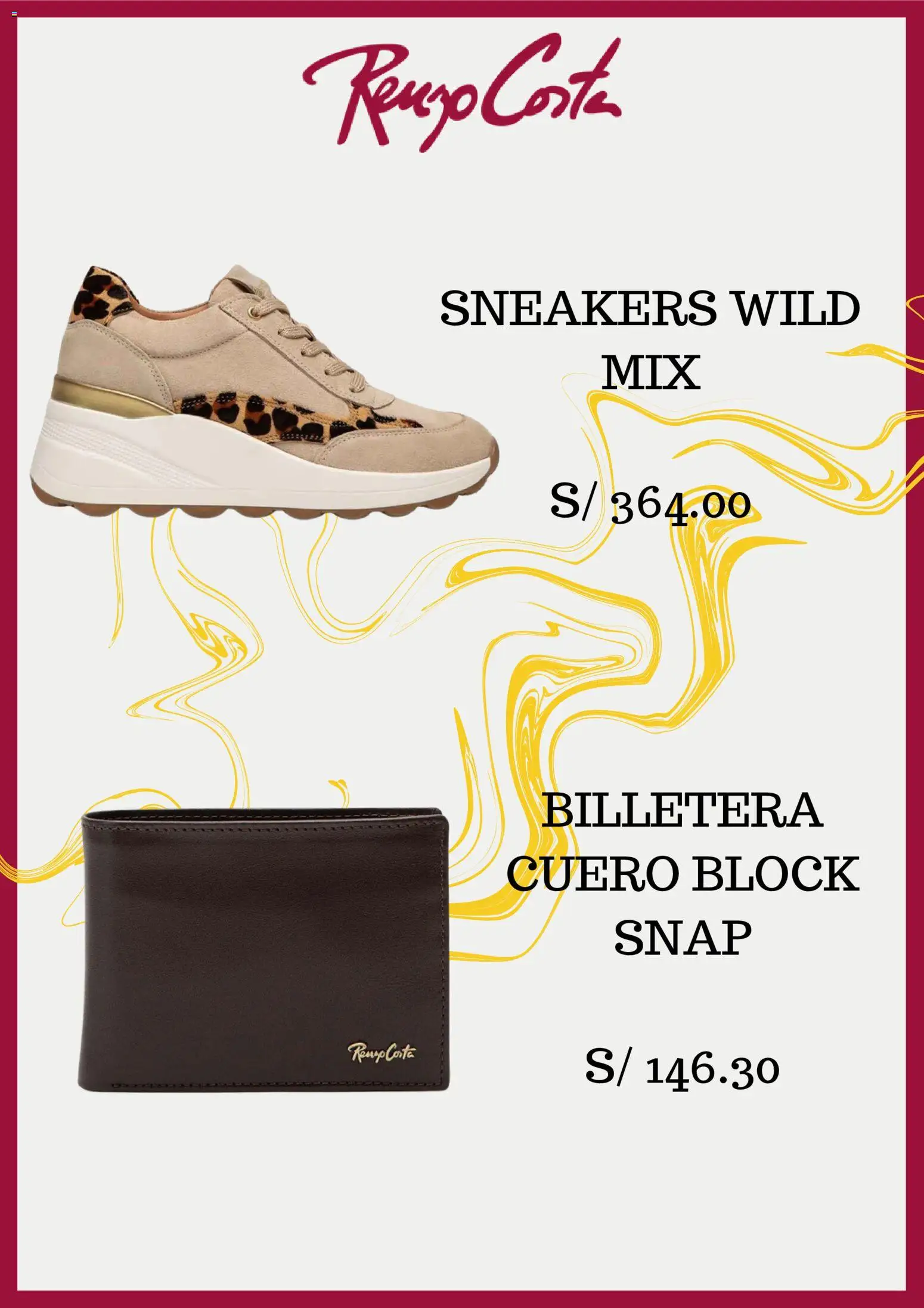 Catálogo Renzo Costa válido desde 17/07/2026 | Página: 3 | Productos: Billetera, Sneakers