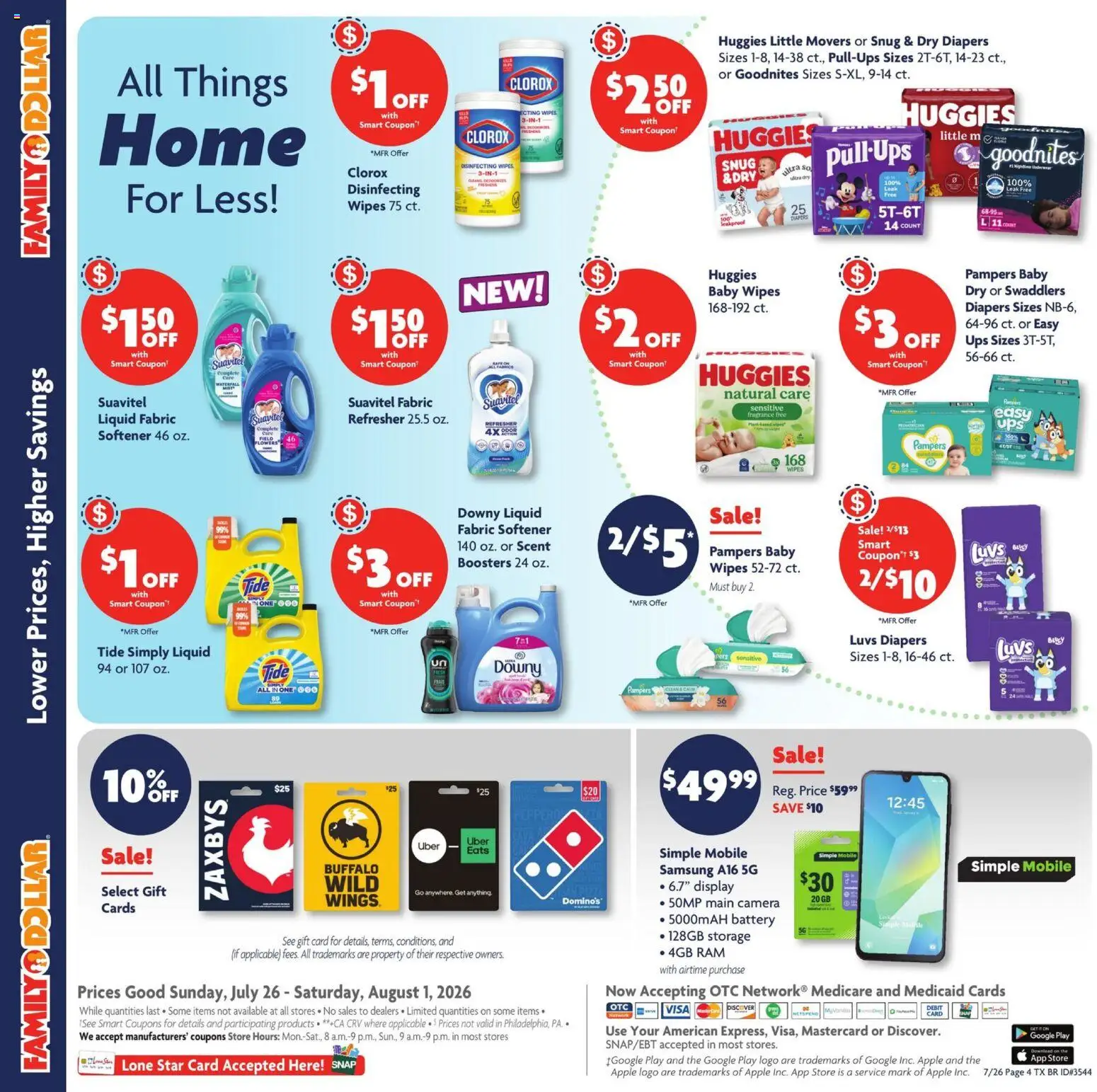 Family Dollar Current Ad - TX - valid from 07/26/2026 | Page: 10 | Products: Battery, Fabric softener, Camera, UPS