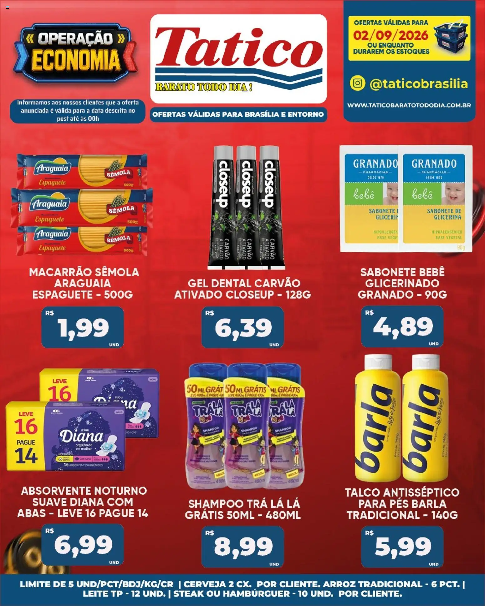 Tatico Folheto - válido de 03/09/2026 | Página: 28 | Produtos: Shampoo, Talco, Leite, Macarrão